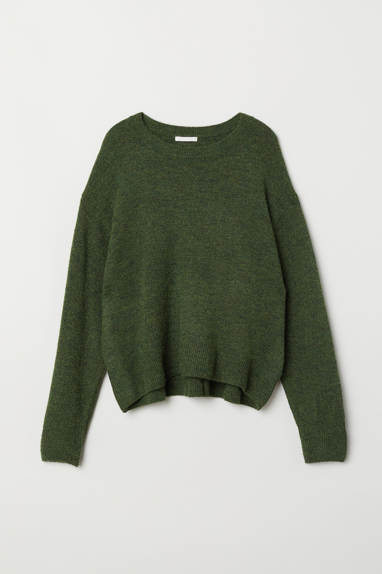 Knit Sweater - Long sleeve - Dark green melange - Ladies | H&M US