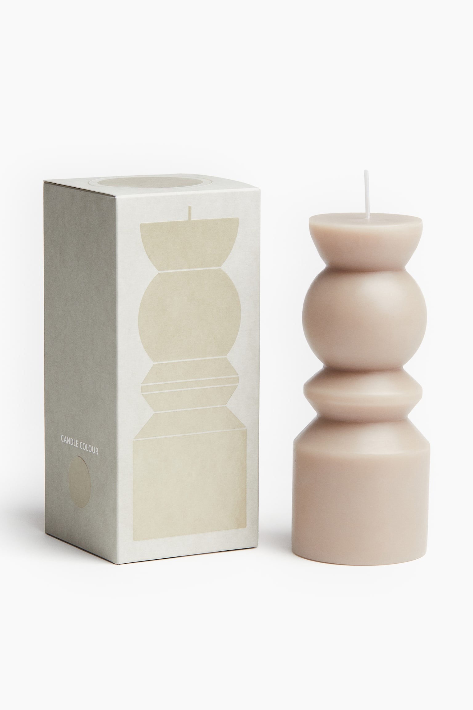 Pillar candle - Light beige/Dark green - 1