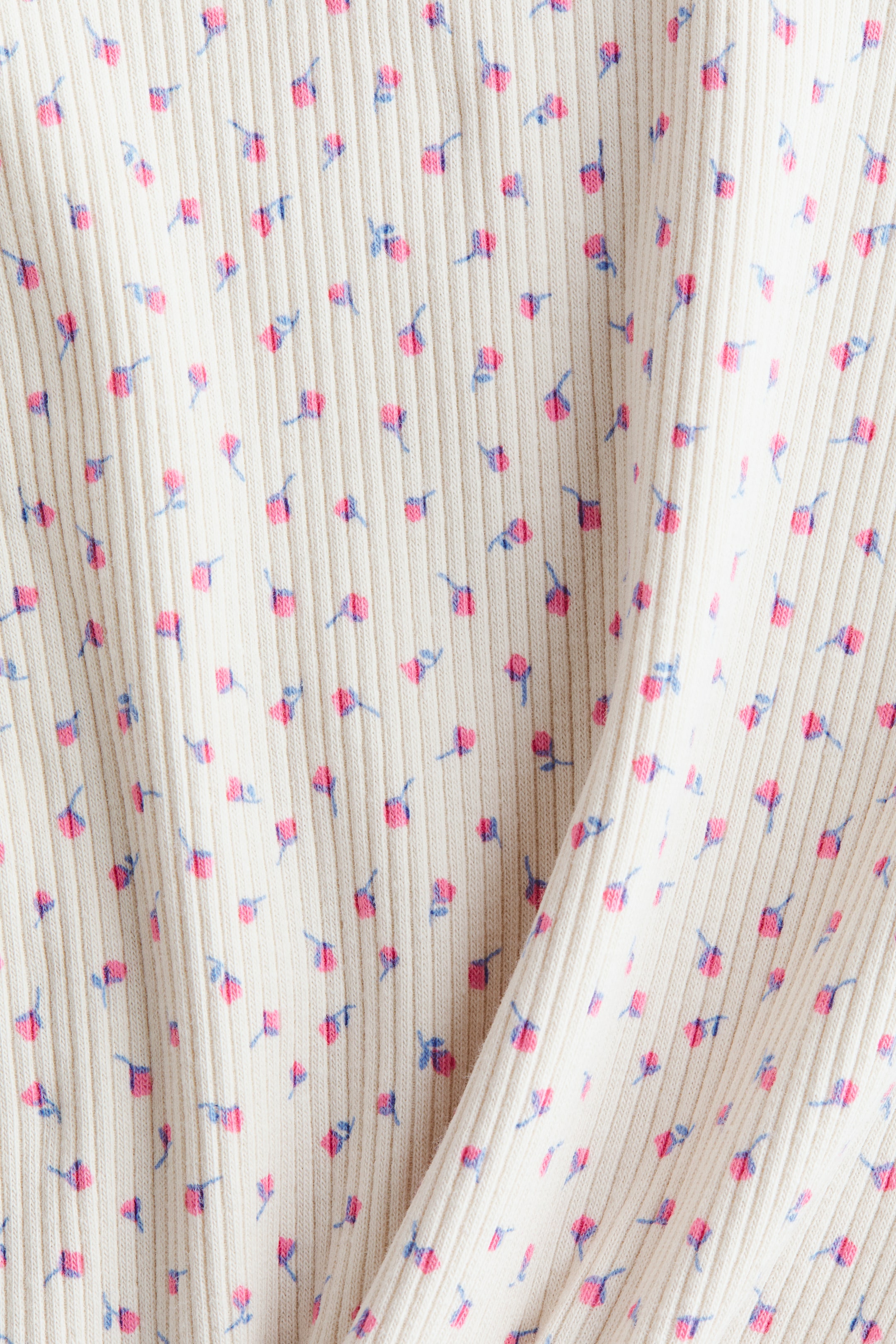 Ampliar la imagen: Top acanalado de algodón - Crema/Floreado - Kids | H&M MX 2