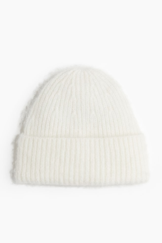 Rib-knit beanie - White/Dark grey/Black - 1