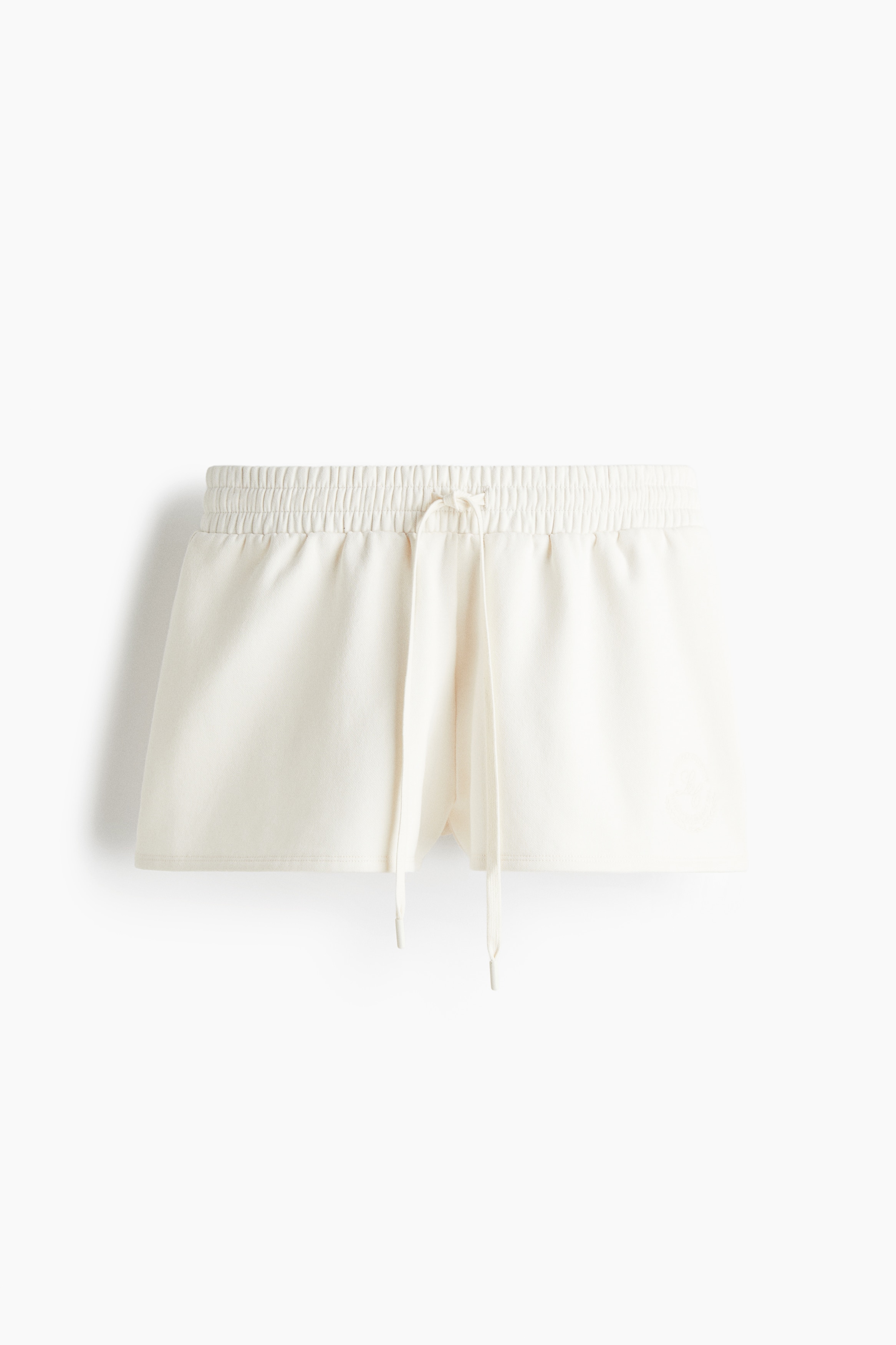 Къс панталон от спортно трико с връзка - Кремав