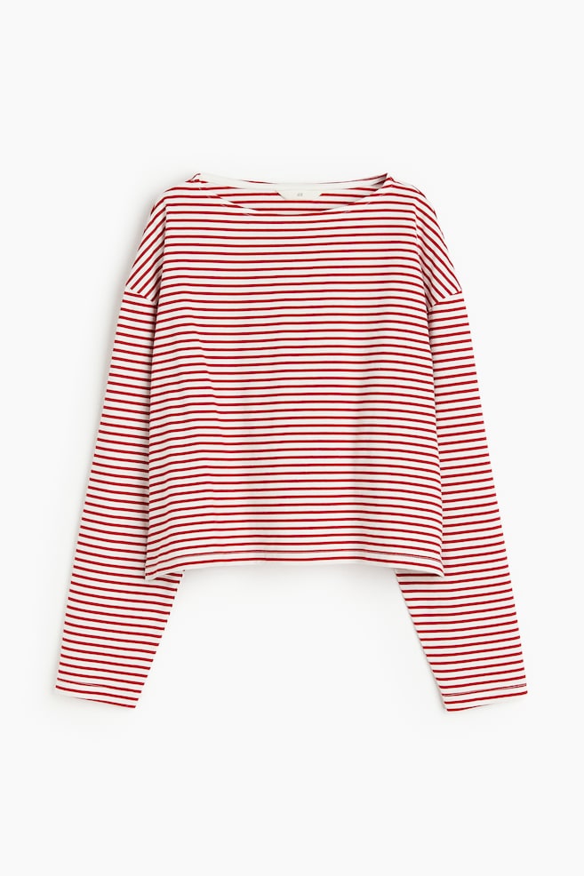 Oversized boat-neck top - White/Red striped/White/Blue striped - 2