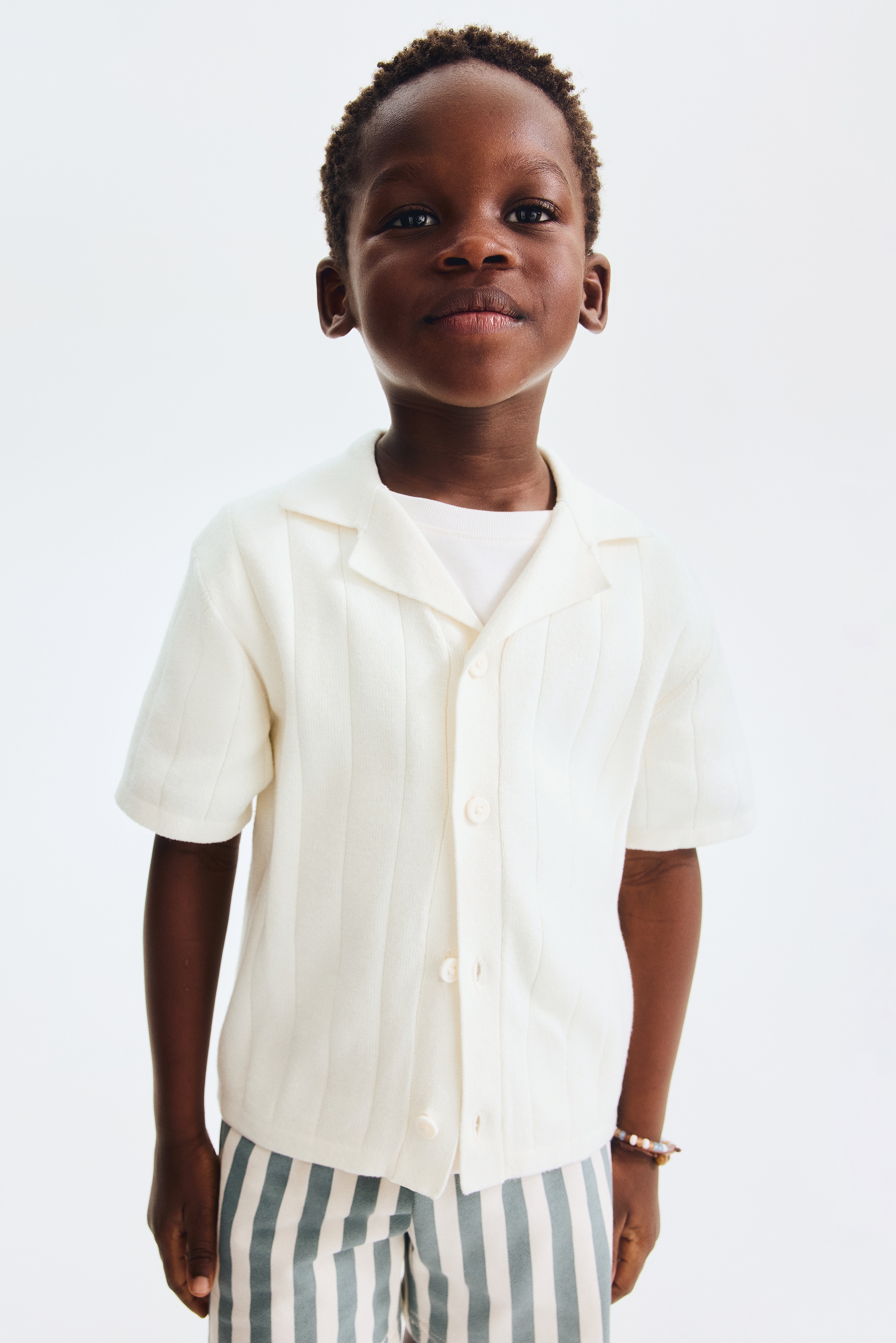 Dark dusty turquoise Fine-Knit Cotton Resort Shirt for kids | H&M US