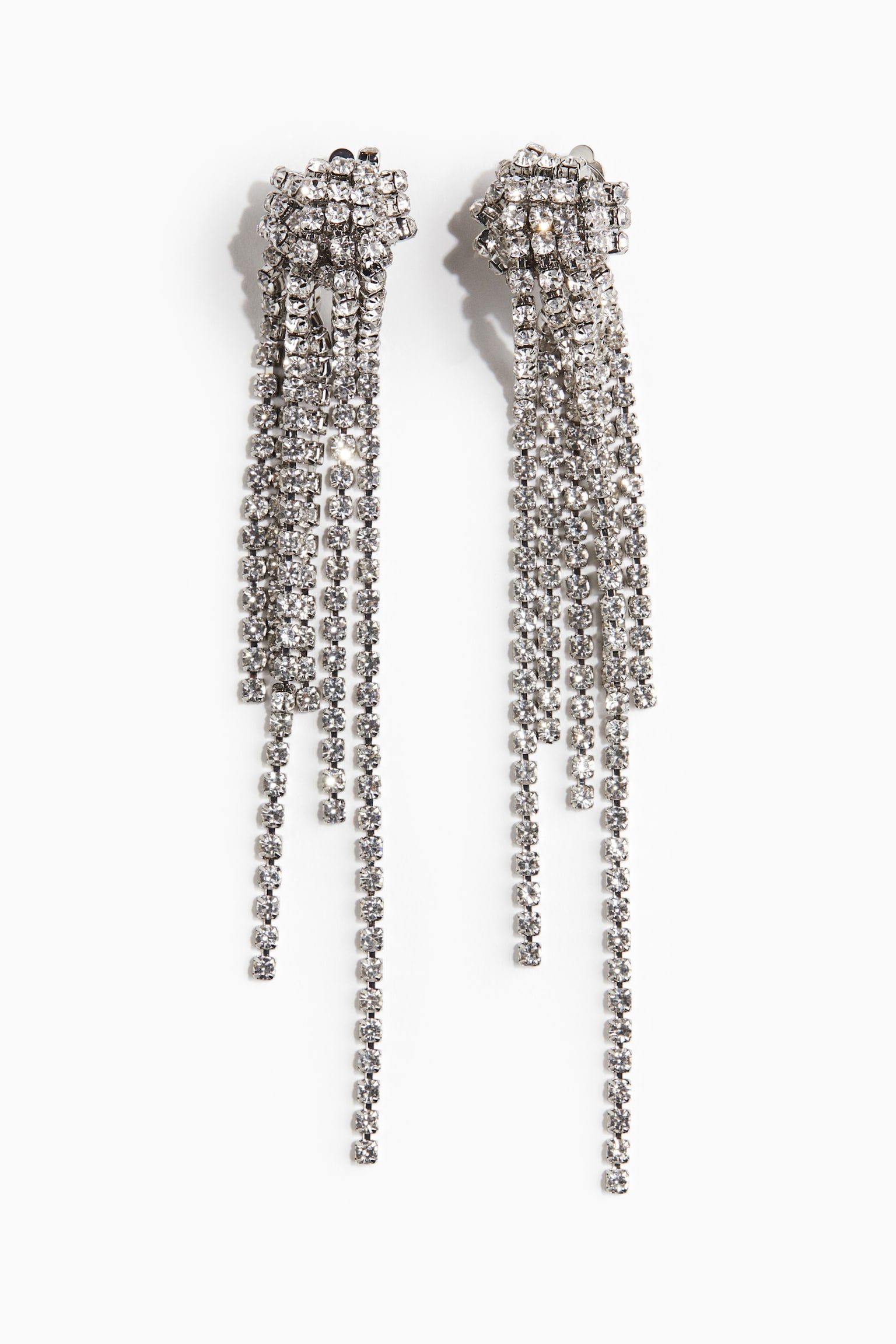 Long rhinestone earrings - Silver-coloured - 2