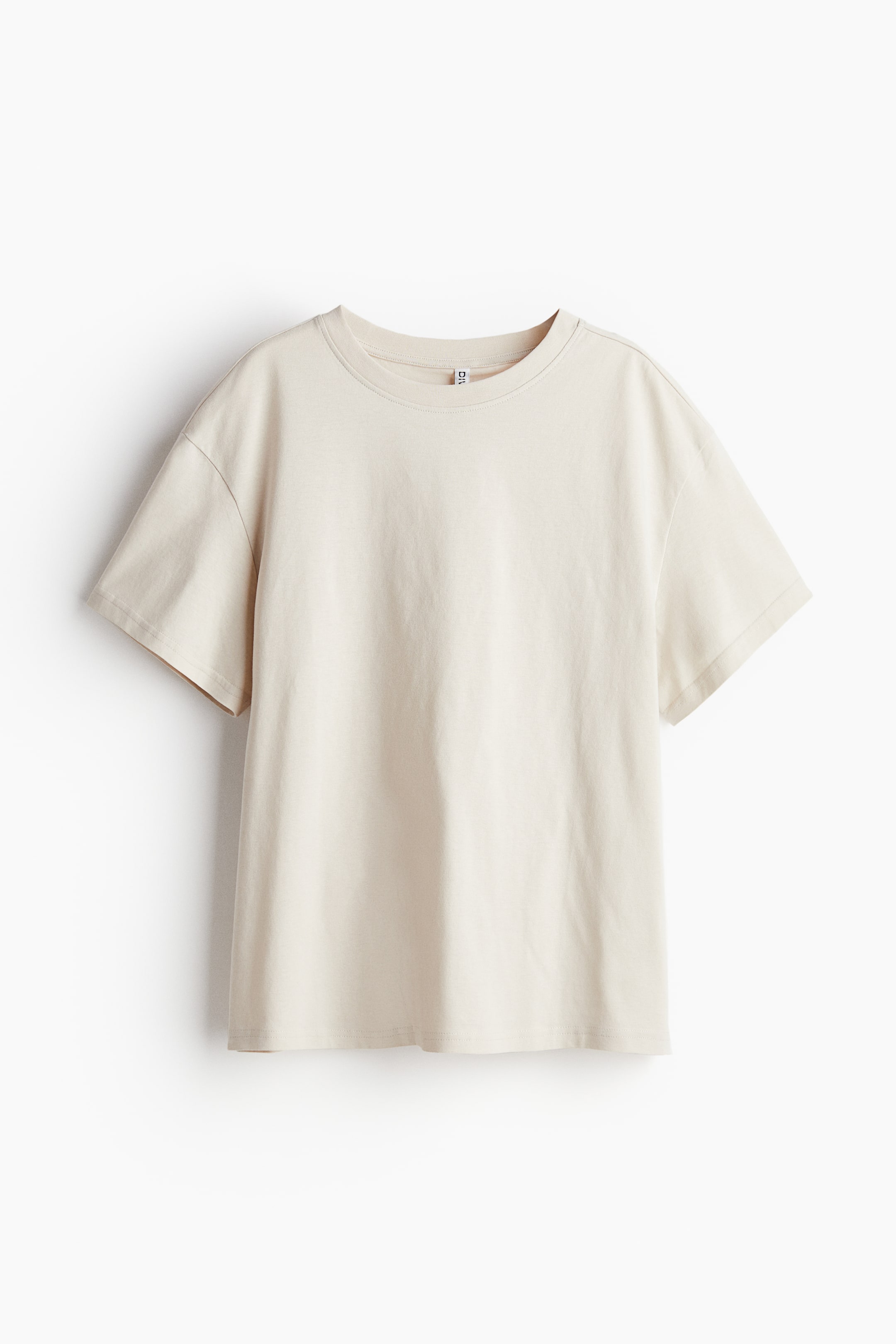 Oversized T-shirt - Round Neck - Short sleeve - Light beige - Ladies ...