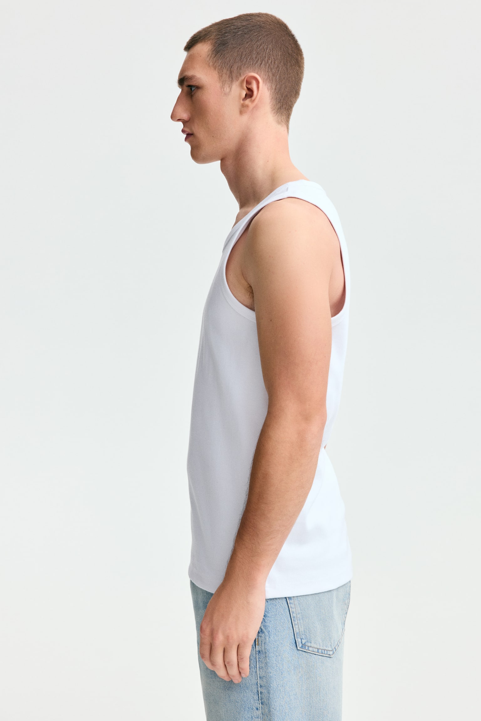 Slim Fit Ribbed vest top - White/Black/Light grey marl/Dark grey - 4