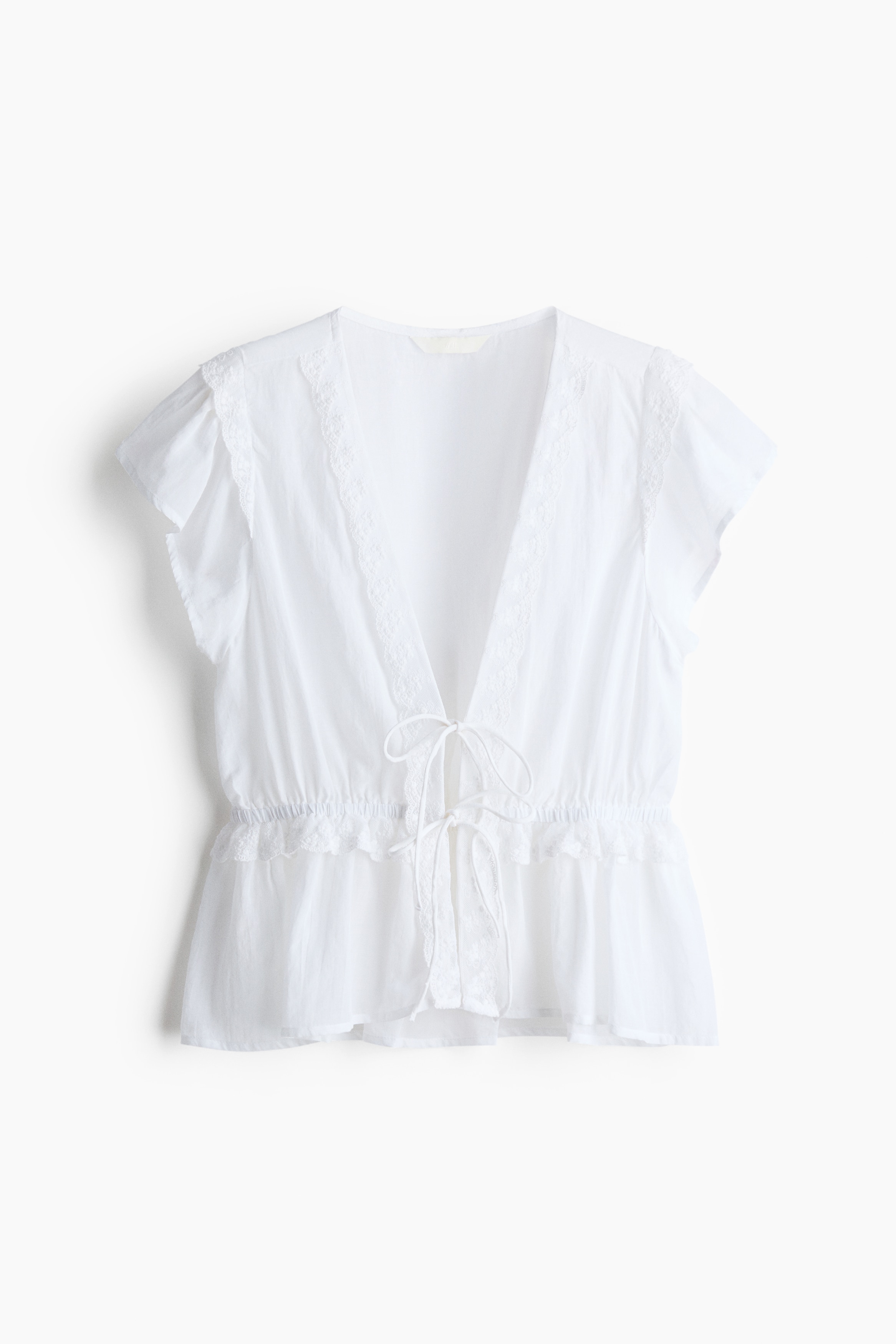 Frill-trimmed blouse - White/Black