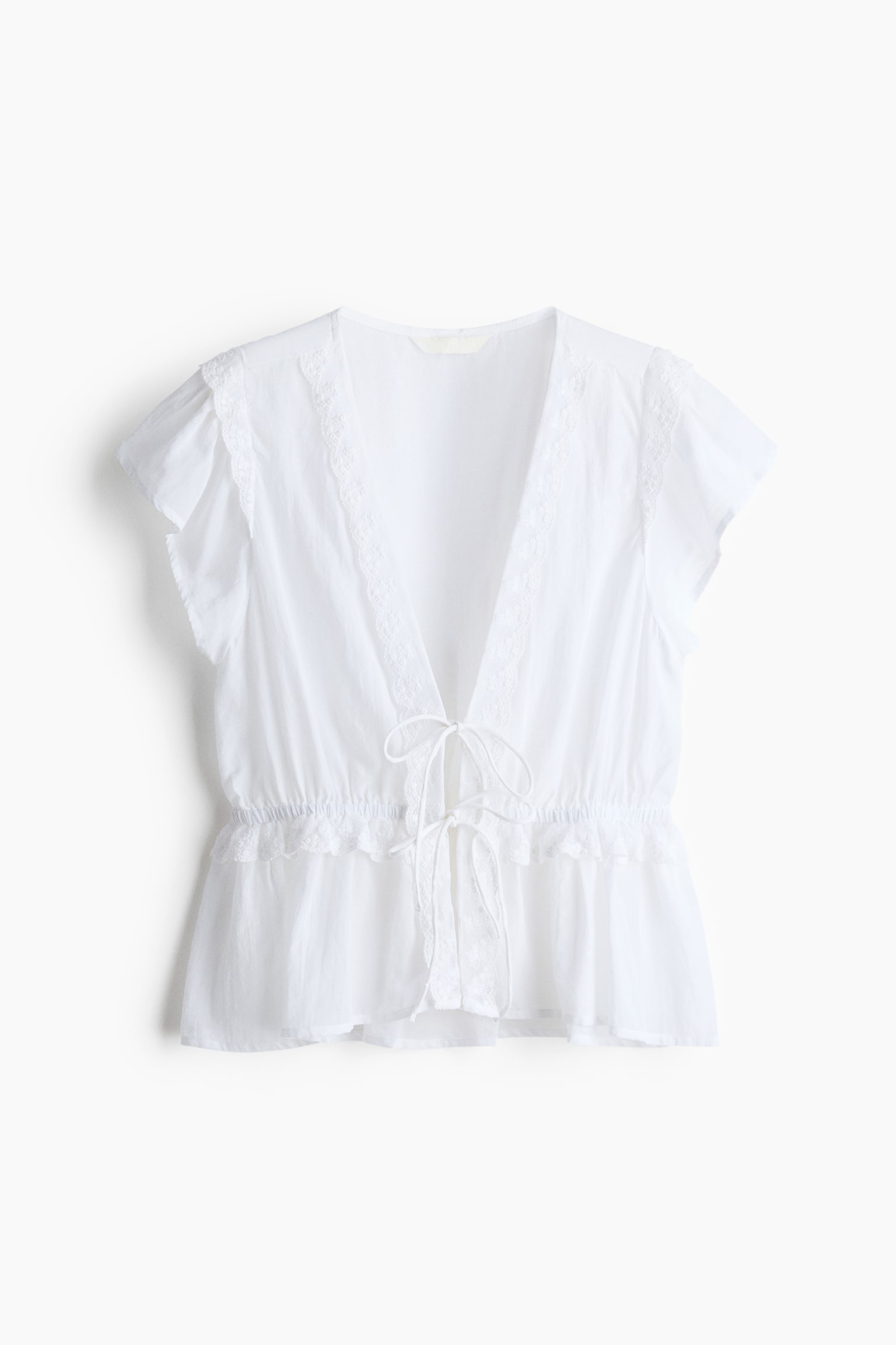 Frill-trimmed blouse - White/Black - 1