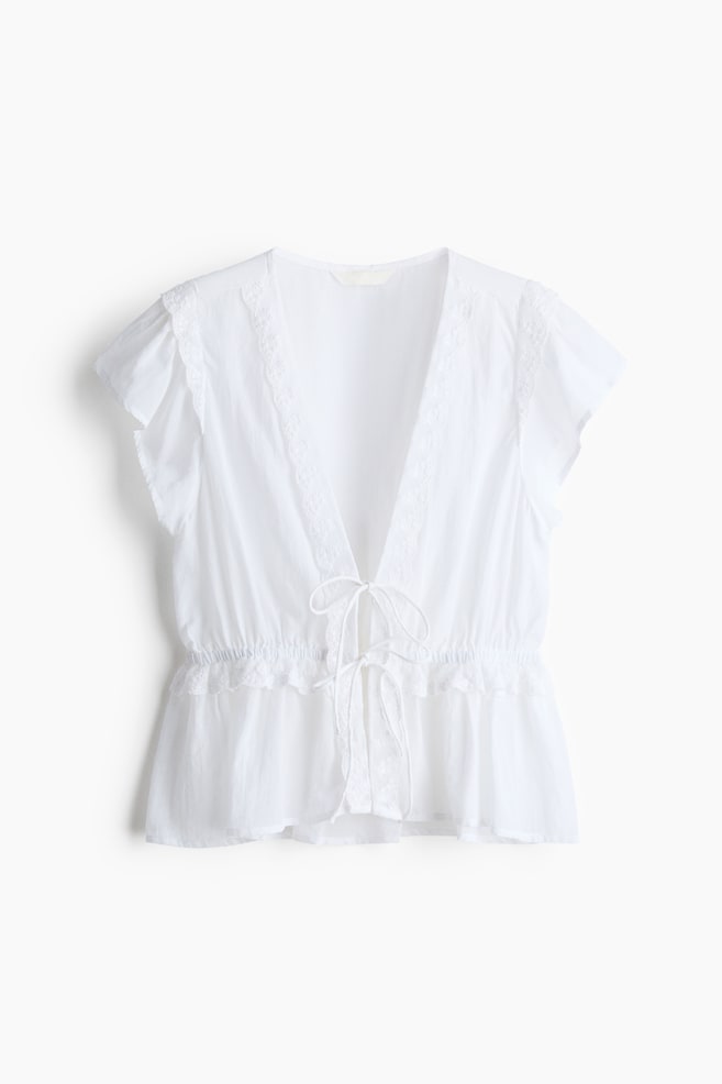 Frill-trimmed blouse - White/Black - 1