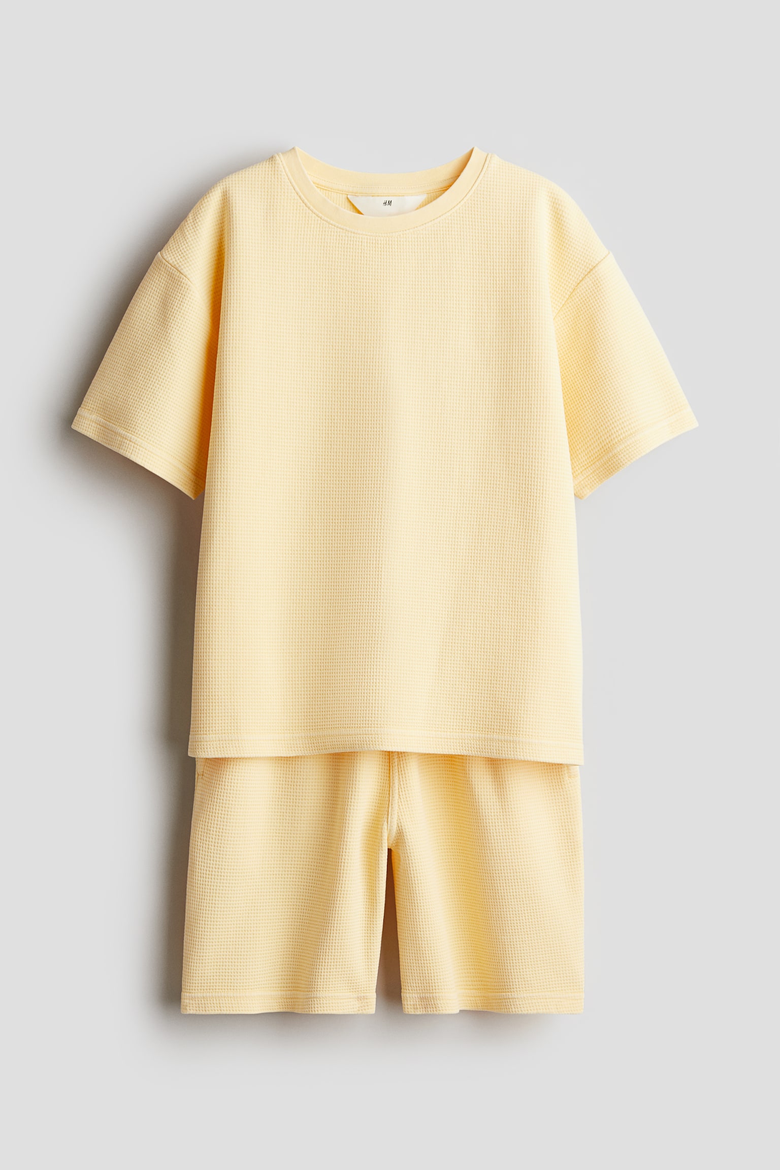 2-piece Waffled Cotton Set - Yellow/Light grey/Light peach - 1