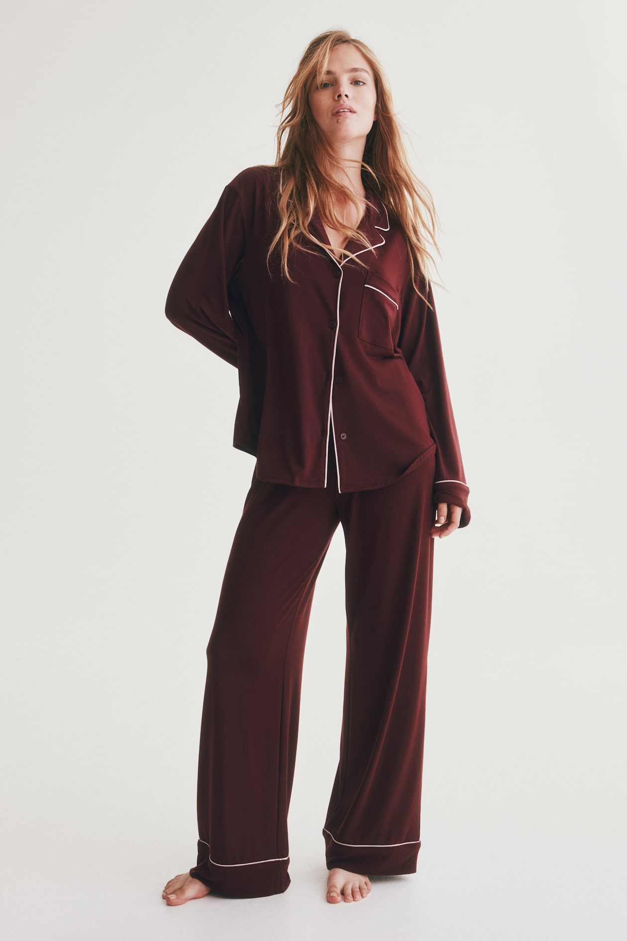 Viscose-Blend Pajamas - Burgundy - Ladies | H&M US