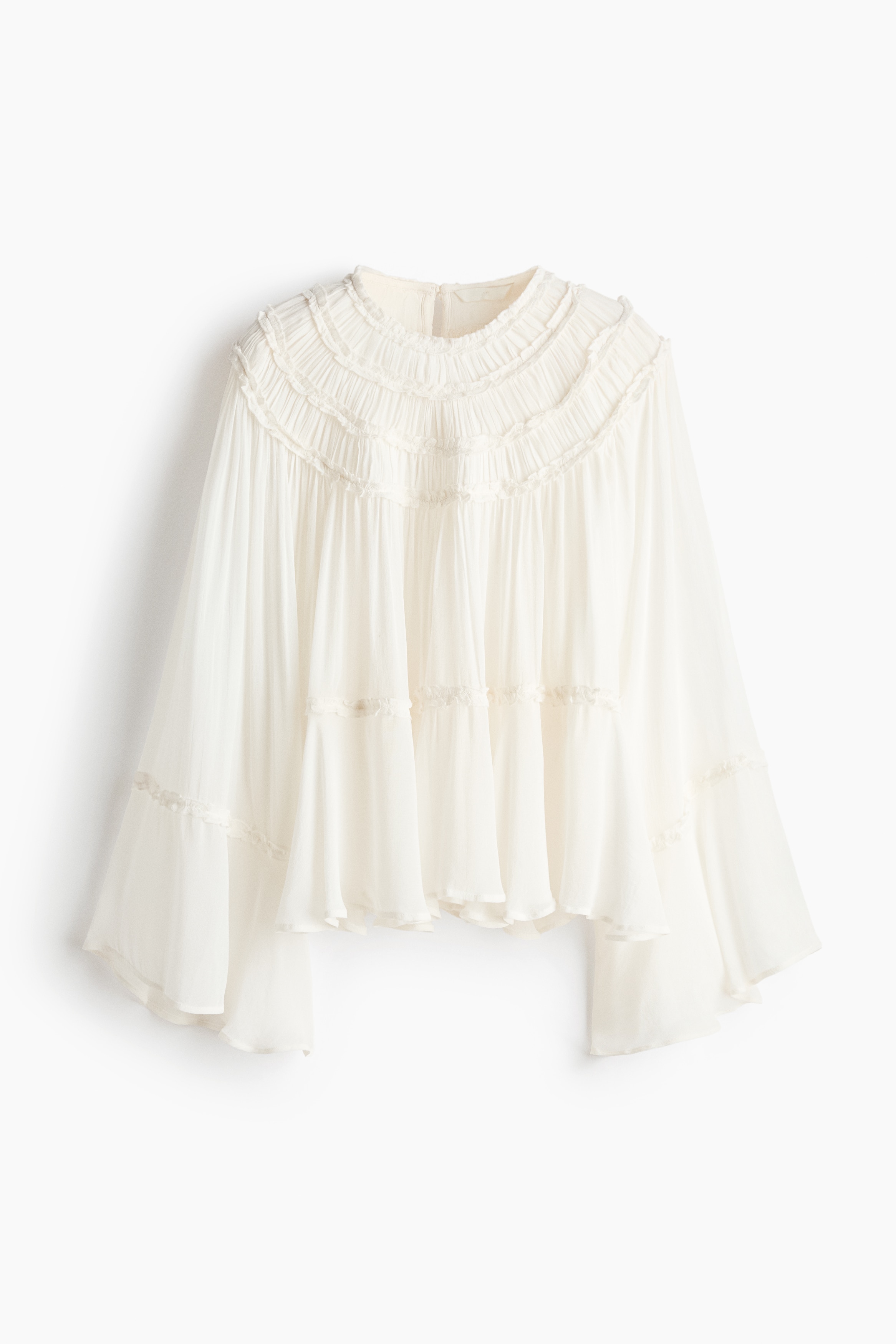 Viskosebluse mit Rüschen - Cremefarben