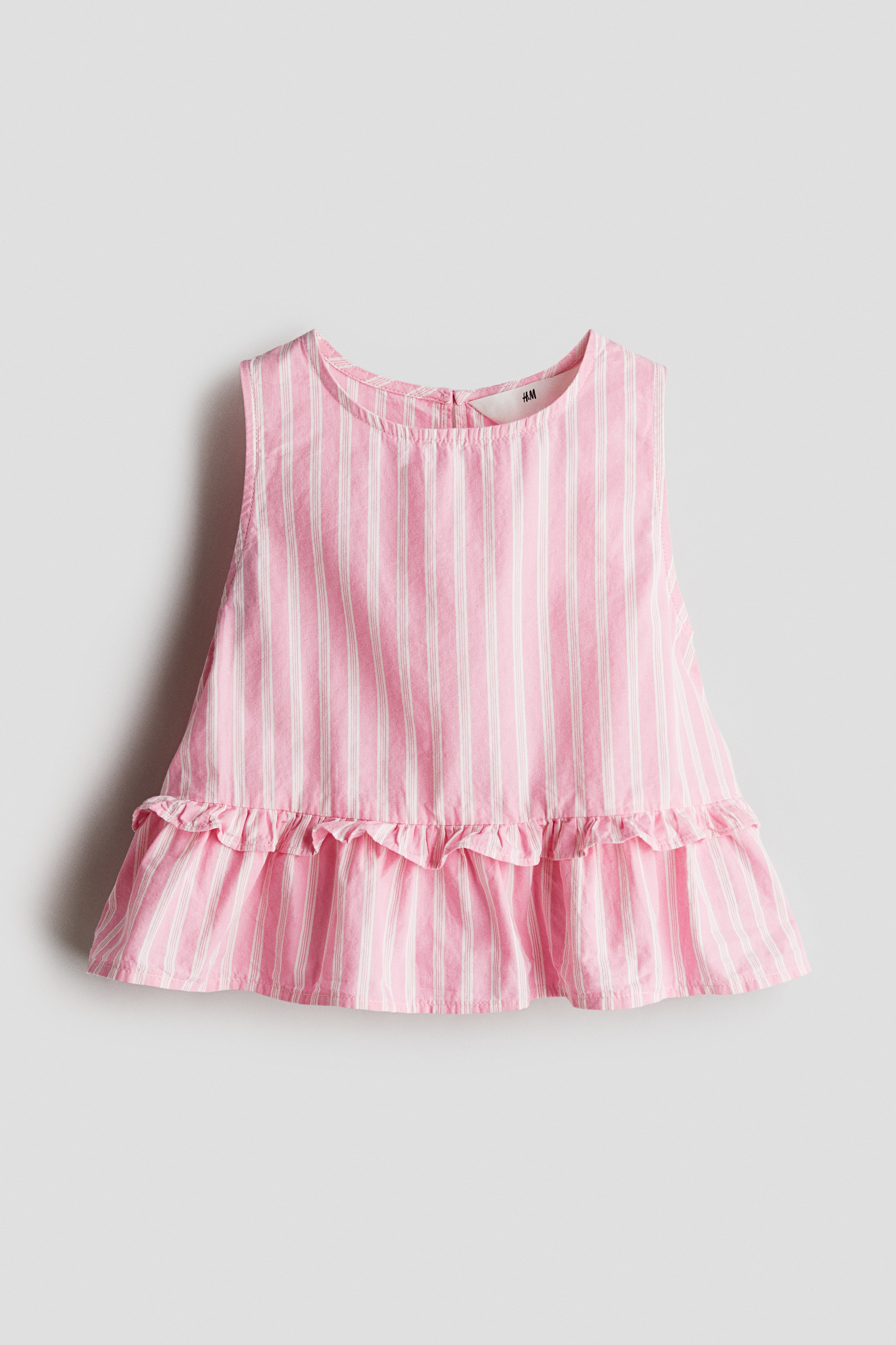 Cotton peplum top - Pink/Striped