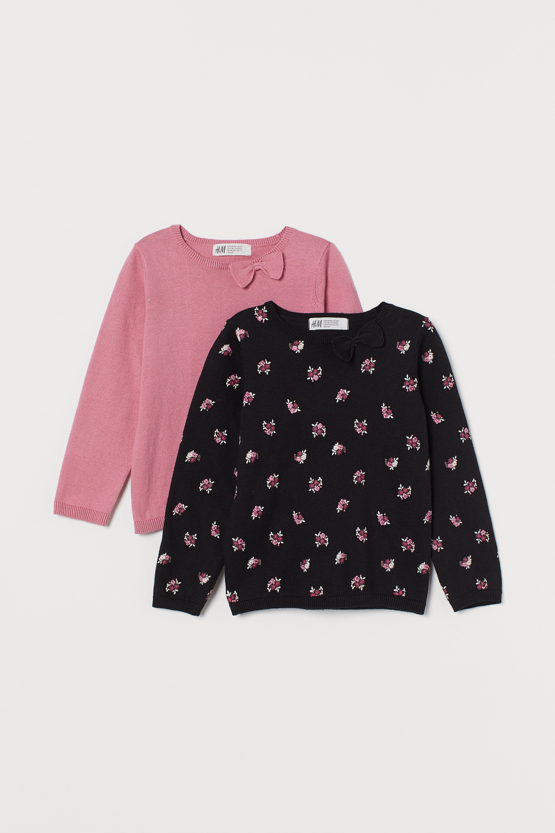 2-pack knitted jumpers - Light pink/Patterned - Kids | H&M HK