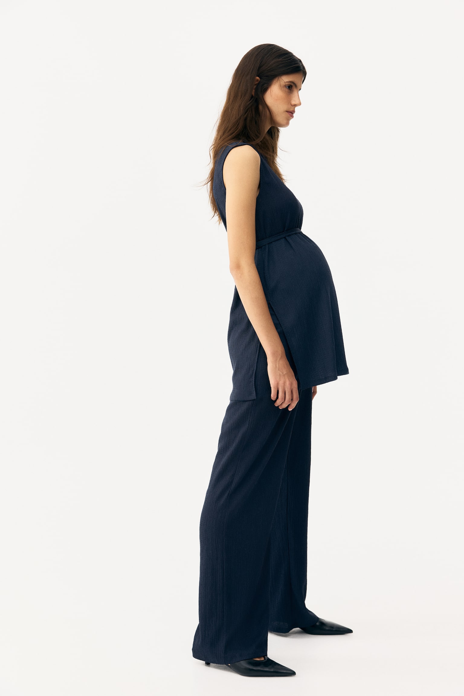 MAMA סט 2 חלקים מג'רזי עם טקסטורה - כחול נייבי/בז'/פסים - 6