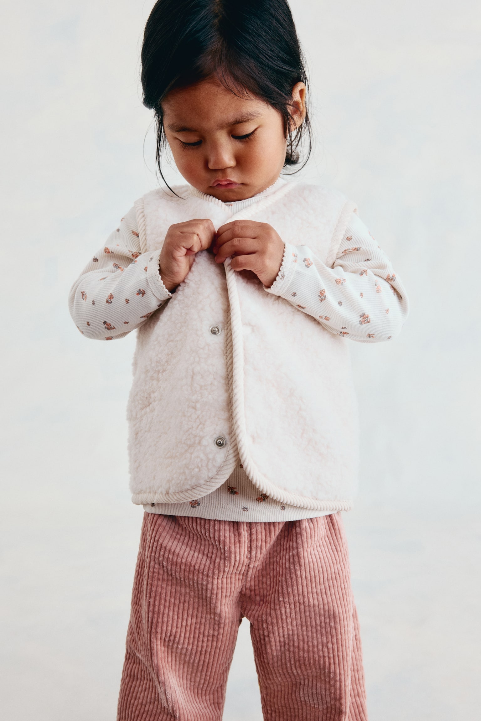 Детские брюки H&M Cotton Corduroy, цвет: Светлый пыльный розовый — фото 3