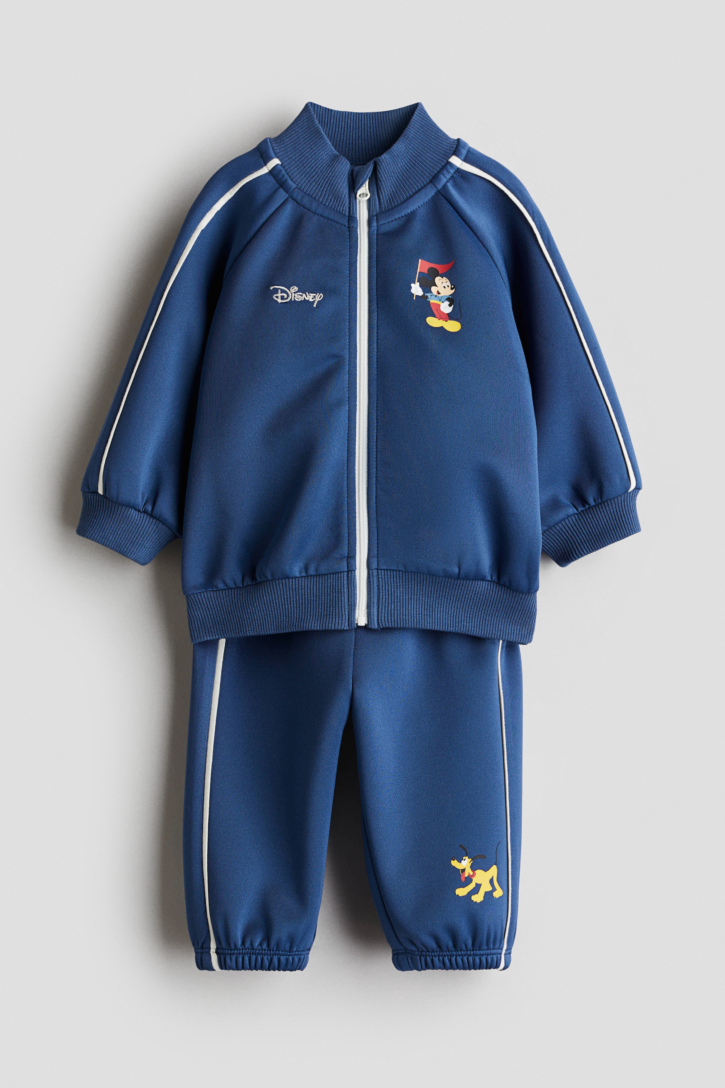 Motif-detail track suit - Dusty blue/Mickey Mouse