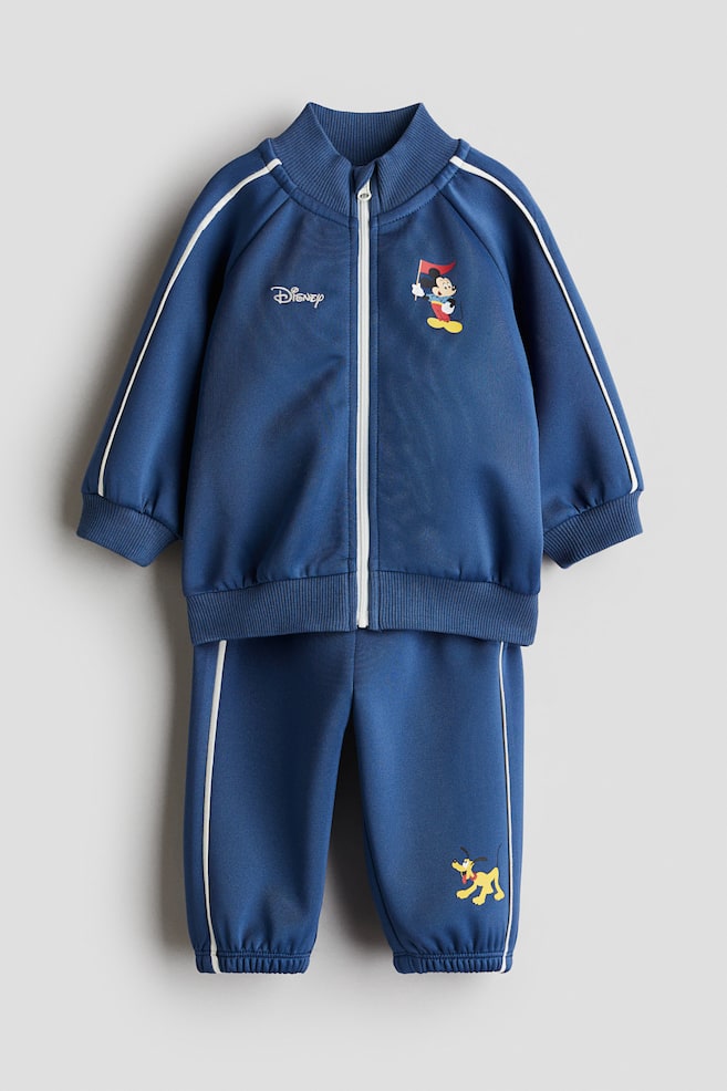 Motif-detail track suit - Dusty blue/Mickey Mouse - 1