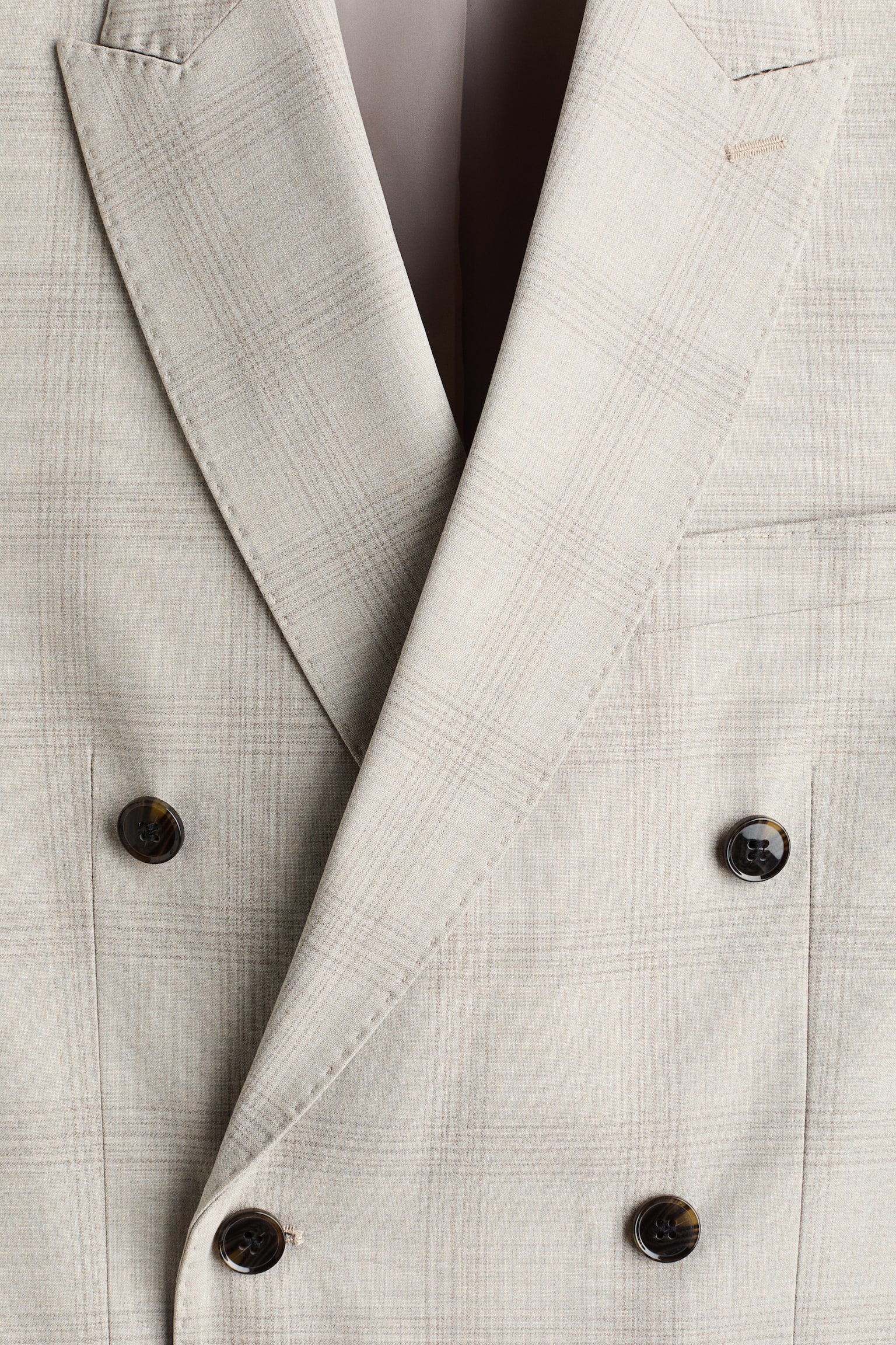 Regular Fit Double-breasted jacket - Beige/Checked - 3