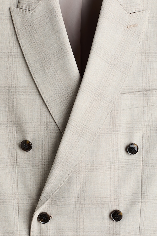 Regular Fit Double-breasted jacket-Beige/Checked - 3