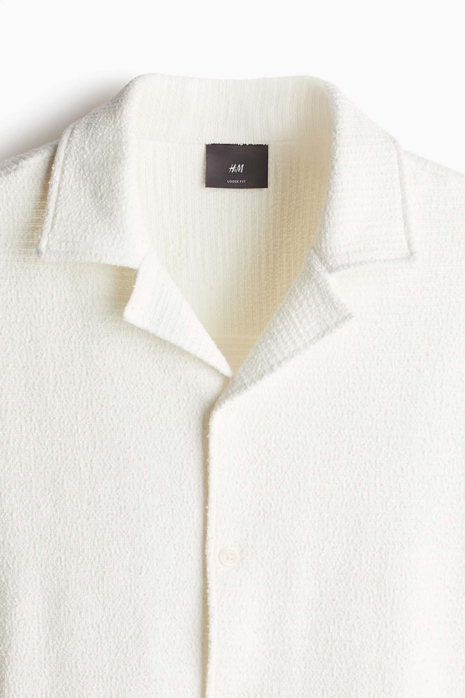 Loose Fit Textured resort shirt - Cream/Black - 3