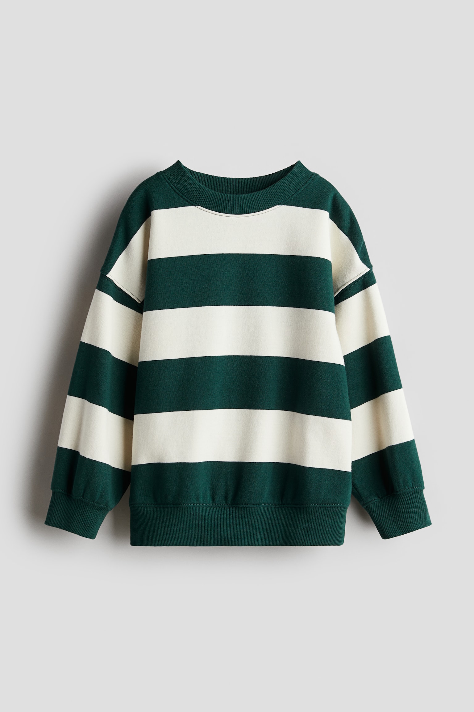 Oversized crew-neck sweatshirt - Dark green/Striped/Light brown/Striped/Dark red/Blue/Light green/Mole/Green/Light grey marl - 1