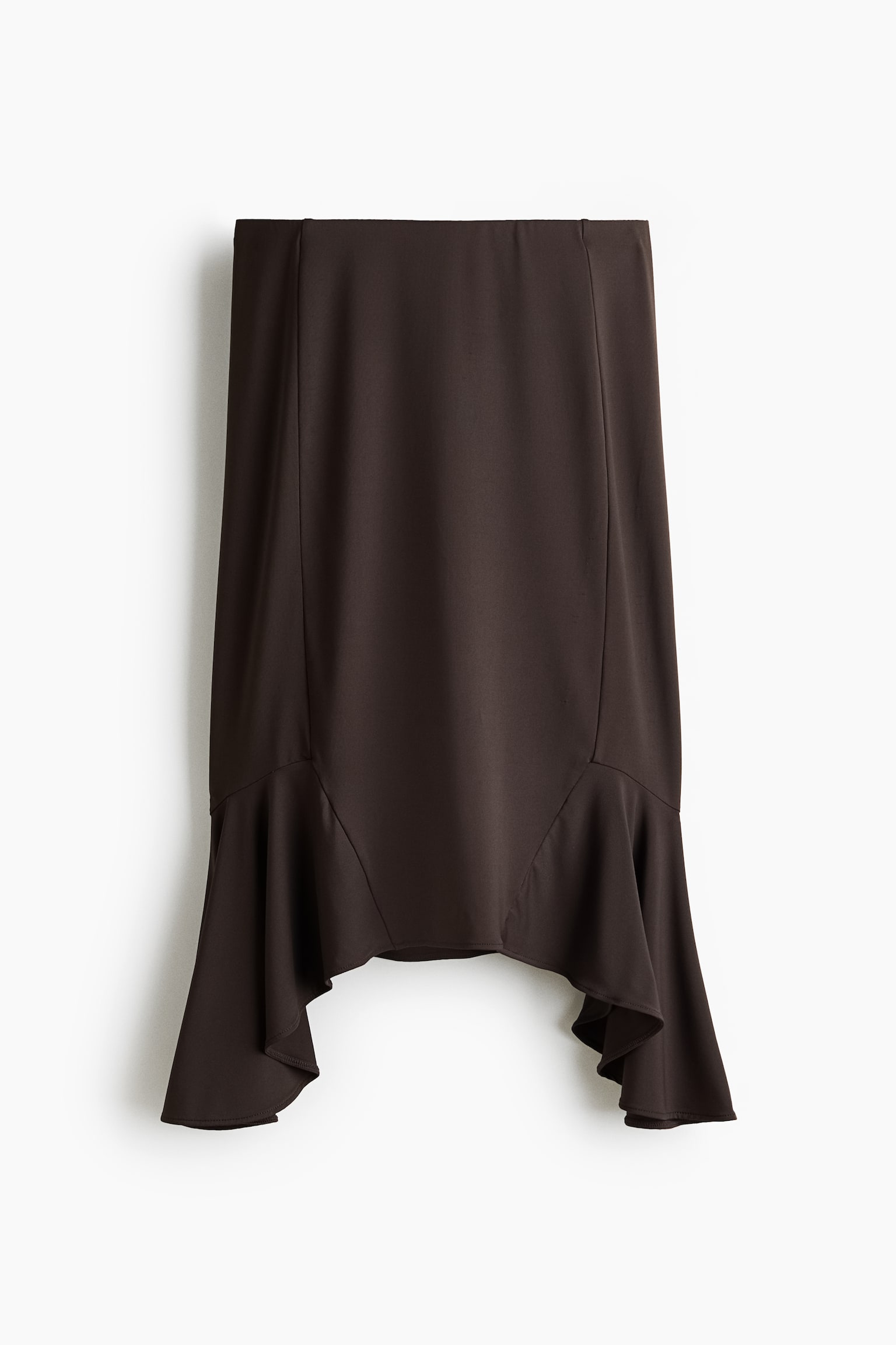Flounced jersey skirt - Dark brown/Cream