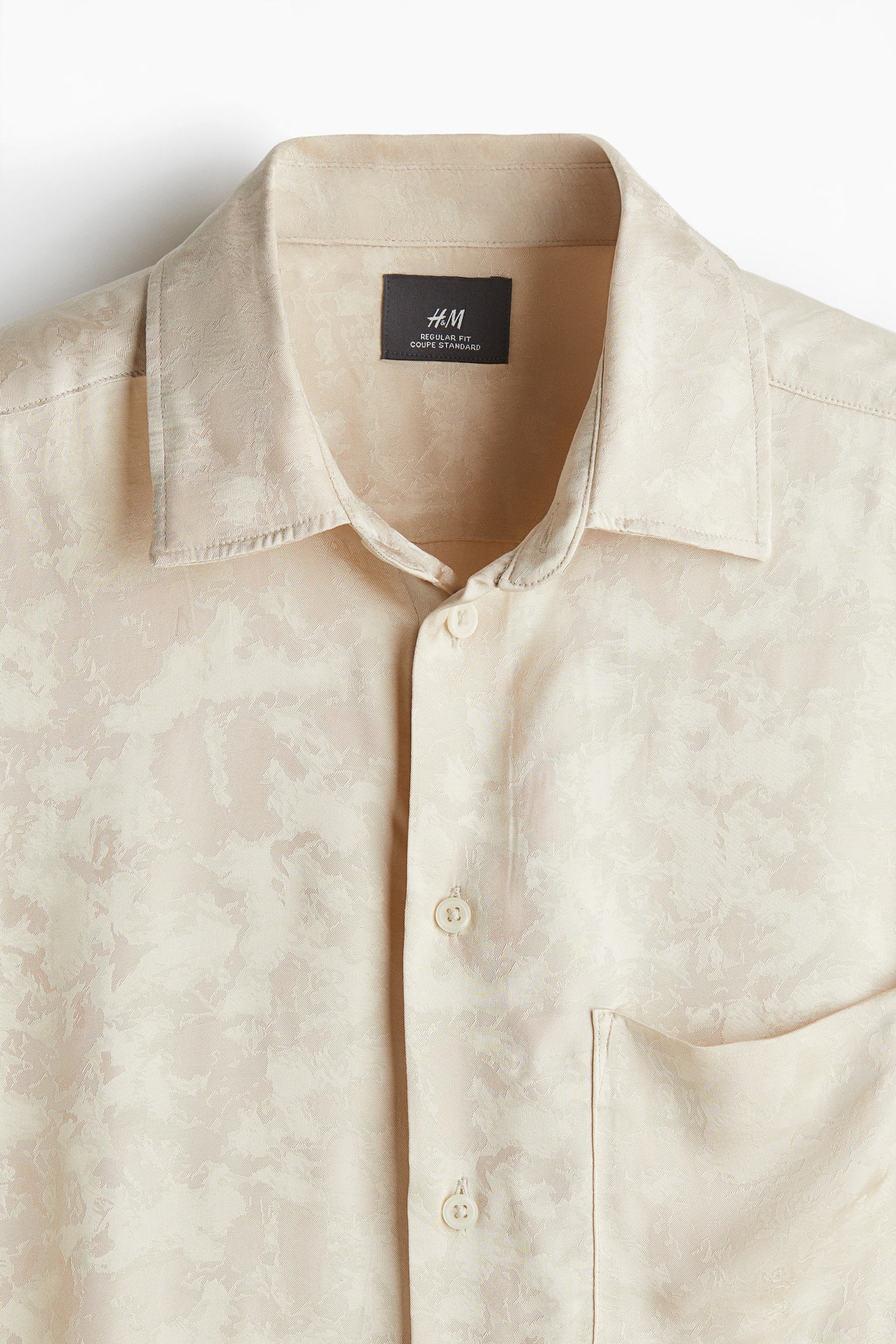 Regular Fit Satin shirt - Cream/Black/Beige - 4