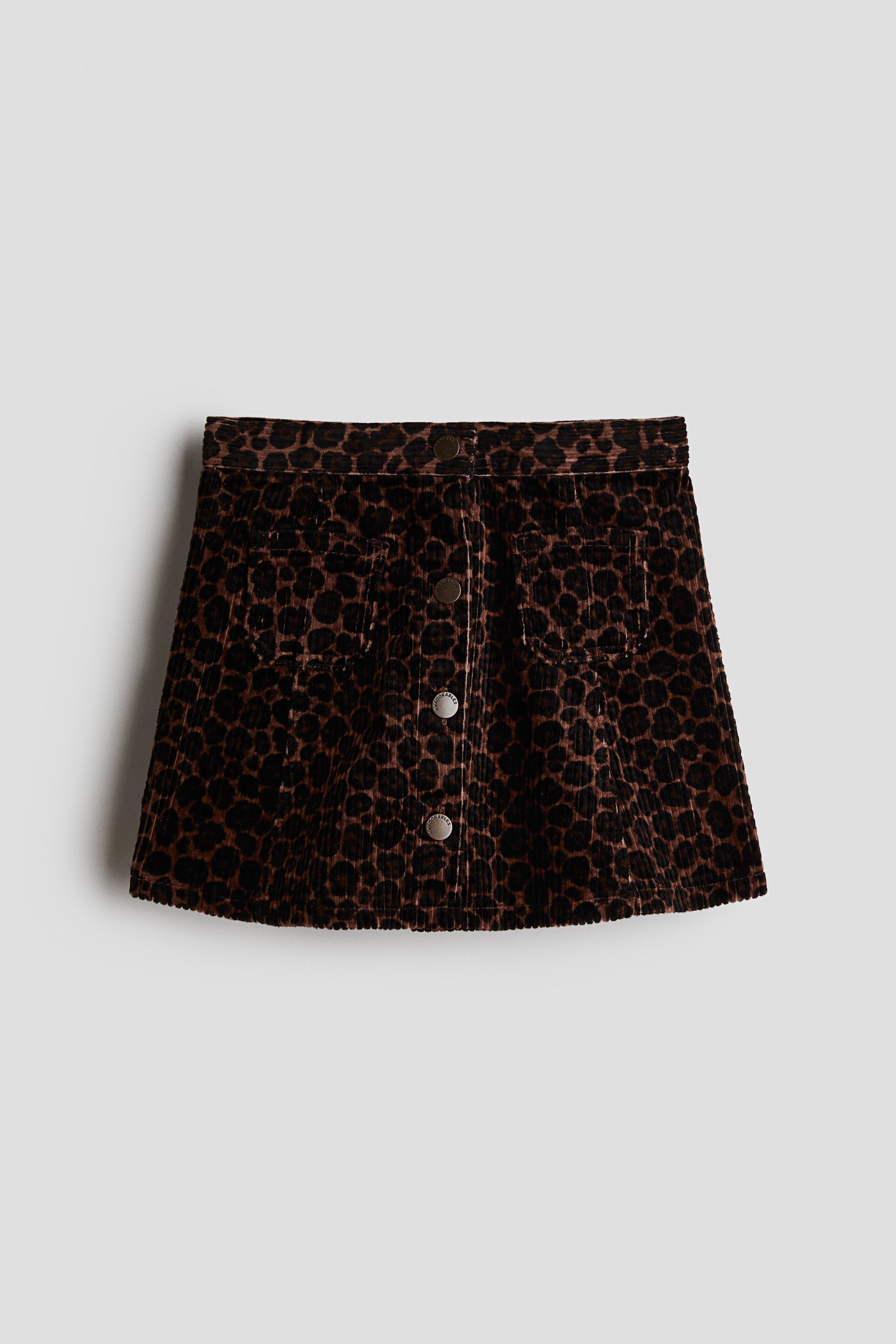 Corduroy A-line skirt - Brown/Leopard print/Light pink/Dark red