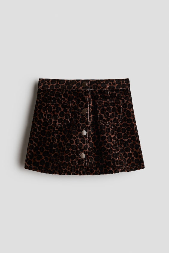 Детская юбка H&M Corduroy A-Line, цвет: Коричневый / Леопардовый с принтом