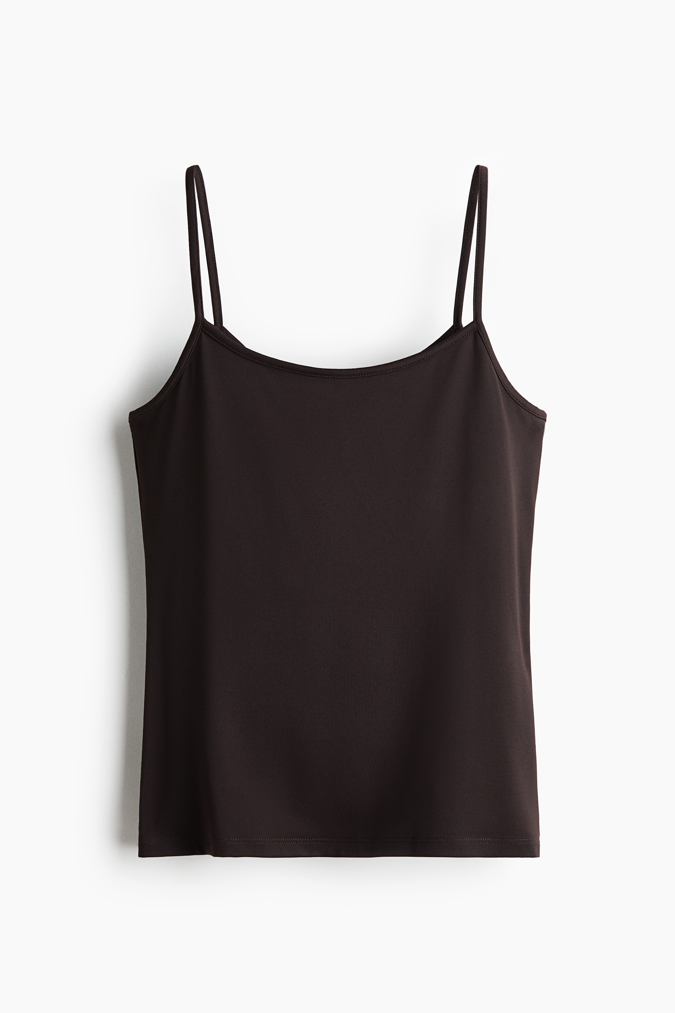 Haut en microfibre avec bretelles fines - Brun foncé/Blanc/Grège foncé/Noir