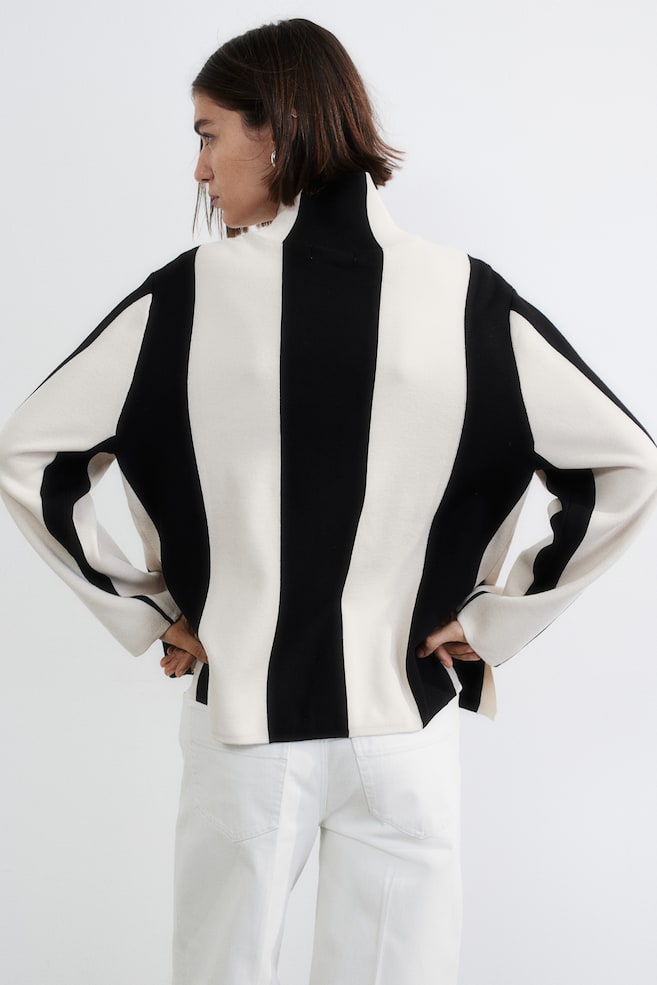 Turtleneck jumper - Natural white/Black striped/Cream/Striped/Black/Striped - 6