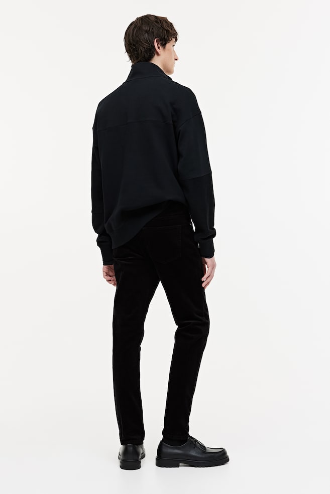Slim Fit Corduroy trousers - Black/Dark beige - 4