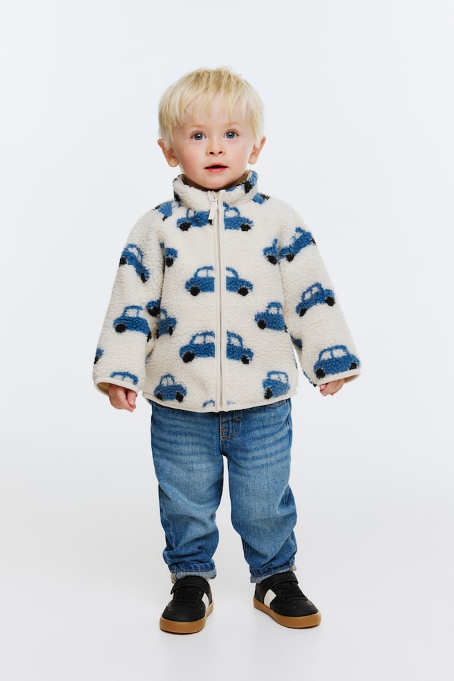 Printed teddy jacket - Light beige/Cars/Cream/Cherries/Light beige/Dinosaurs/Light beige/Hearts/Light beige/Hearts - 4