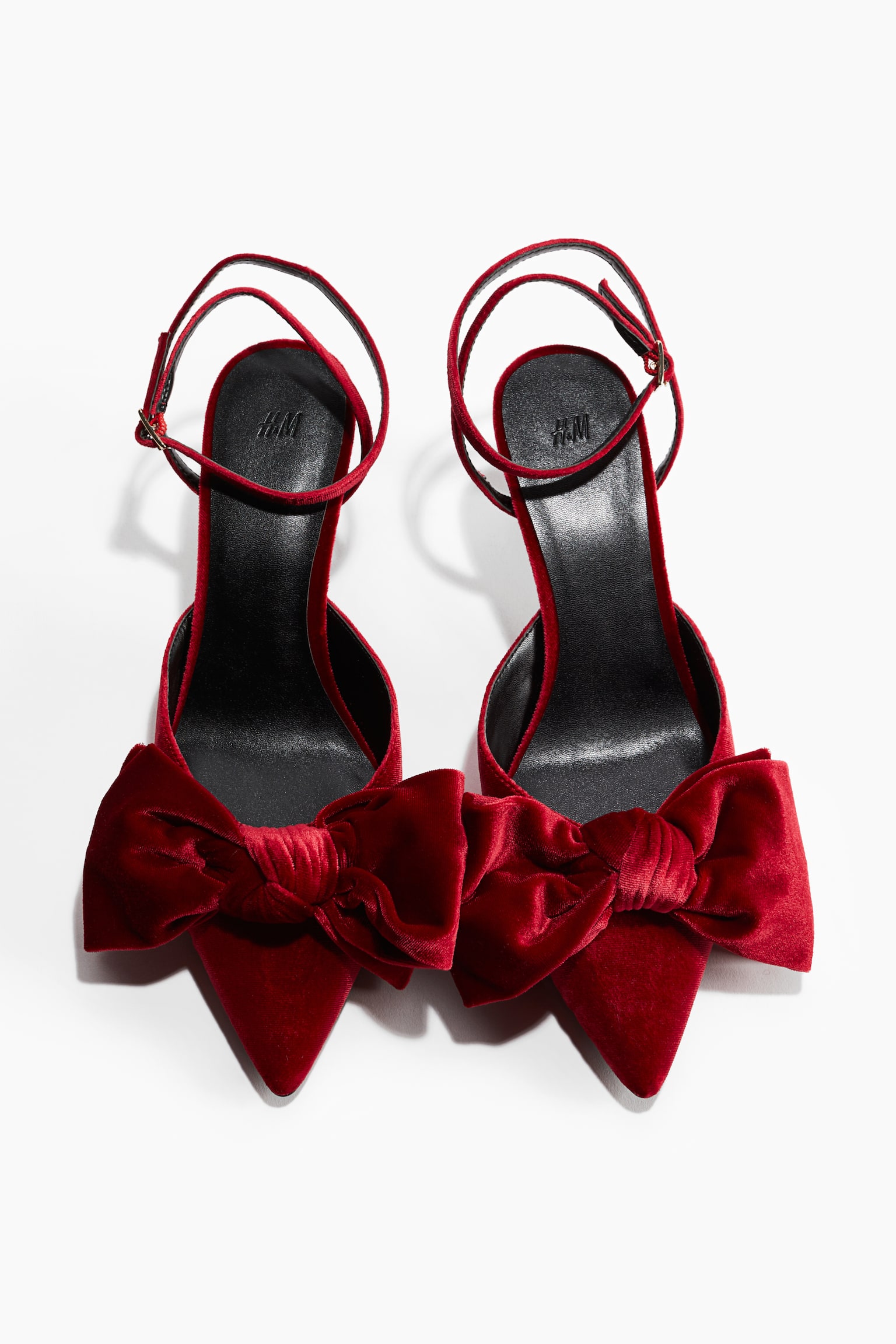 Bow-Detail Velour Pumps - Dark red/Black - 4