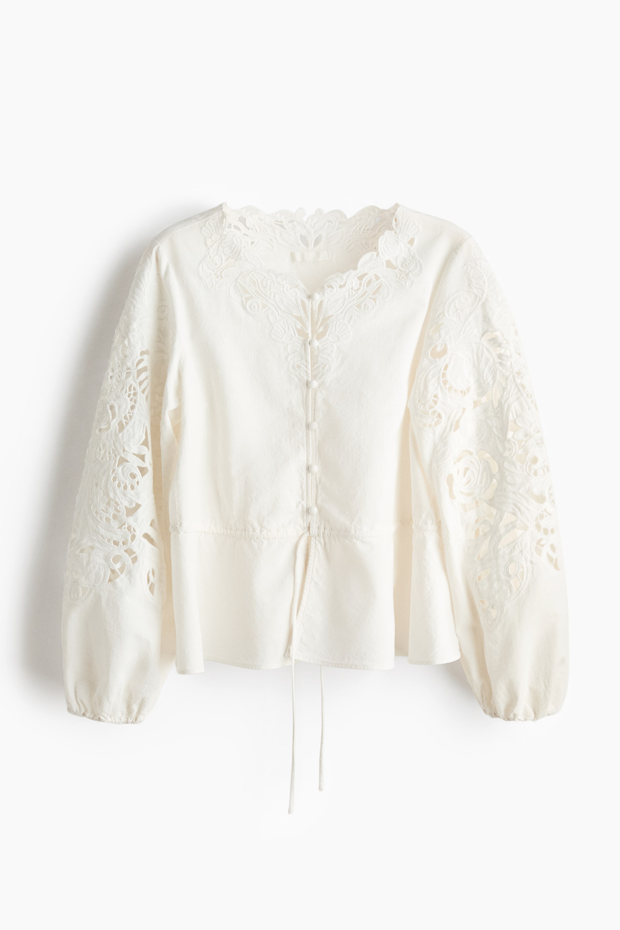 Peplum Blouse with Eyelet Embroidery