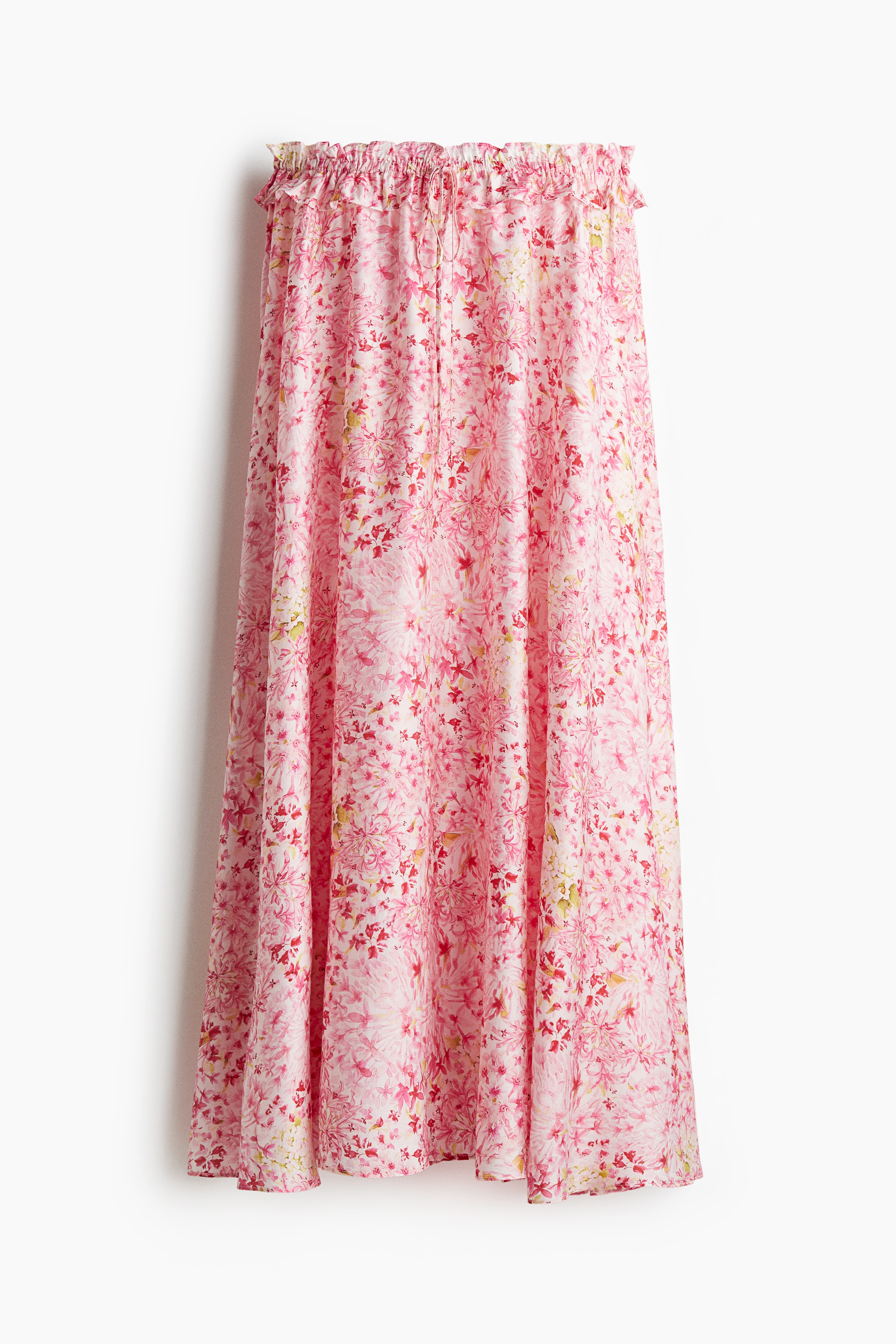 Frill-trimmed maxi skirt - Light pink/Floral/Black/Floral