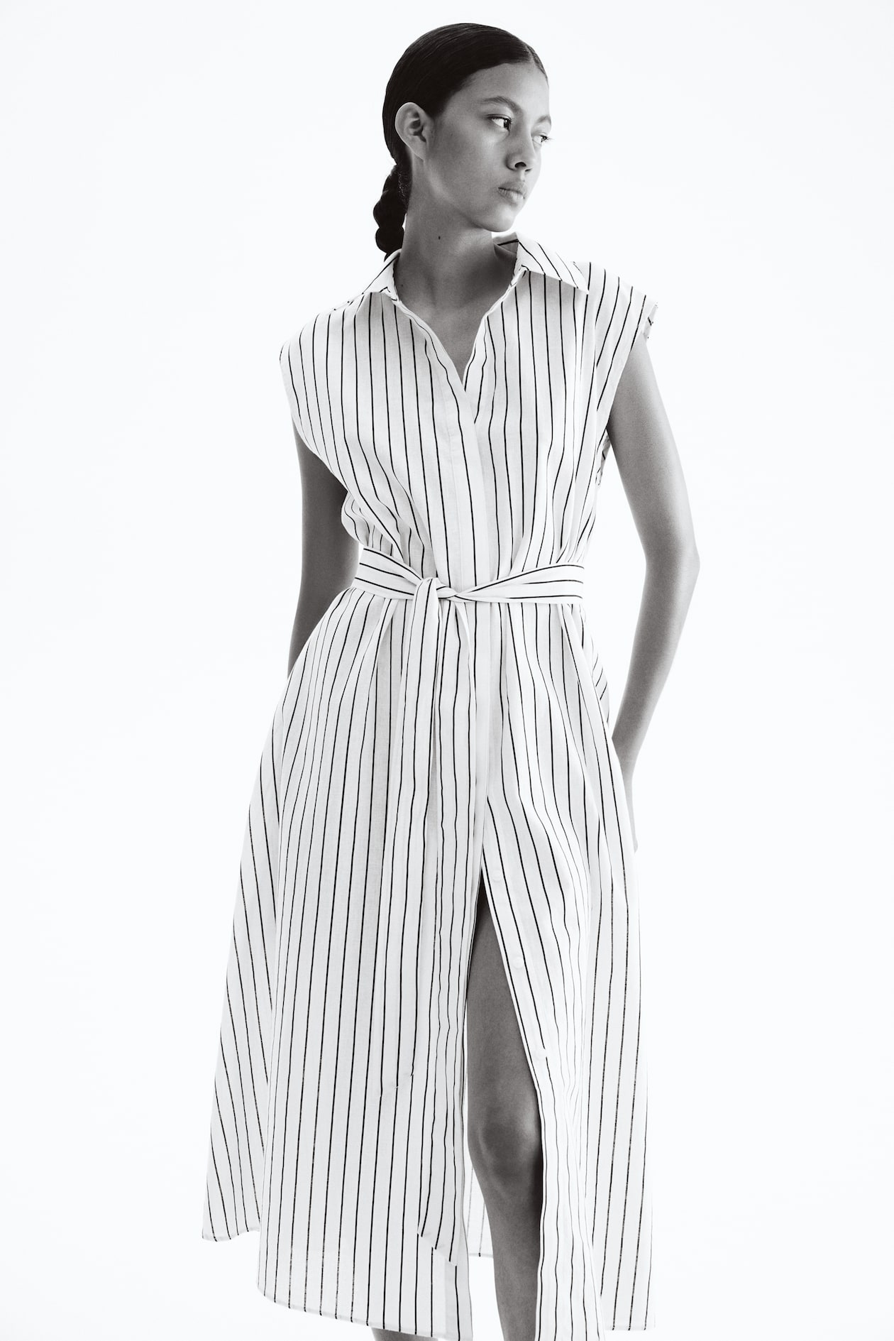 black velvet trumpet dress The Beetle Juice Dress Stripes Double Breasted Dress Black & White main image 0