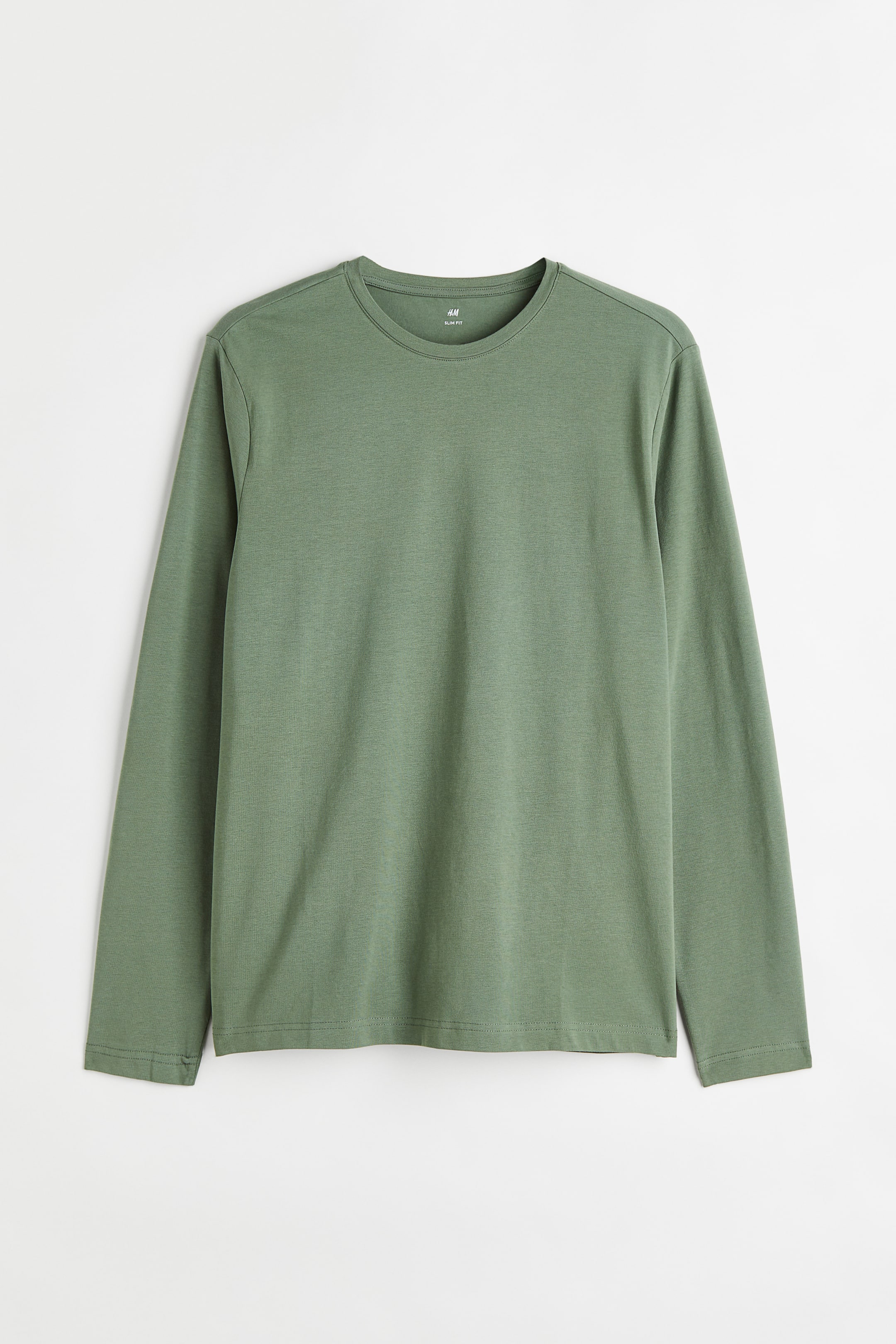 Ver imagen más grande: Camiseta de punto Slim Fit - Verde salvia - HOMBRE | H&M ES 1