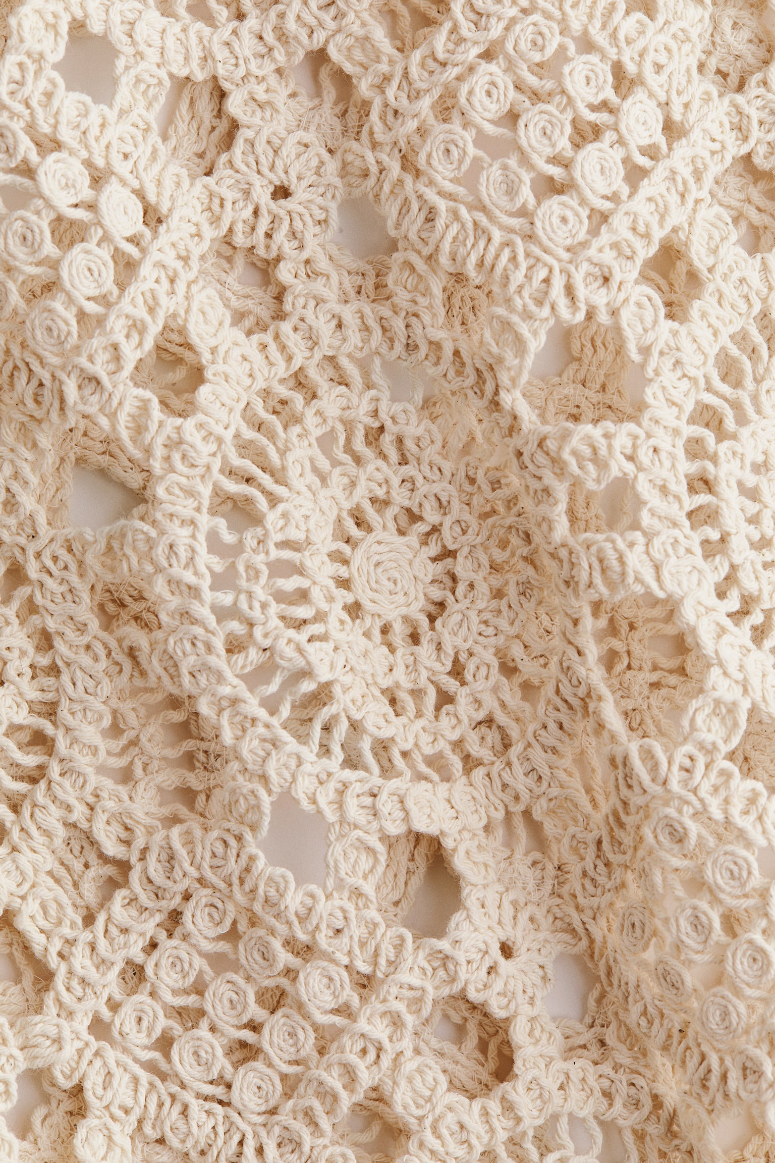 Crochet-look hole-knit top - Light beige/Black/Patterned - 4