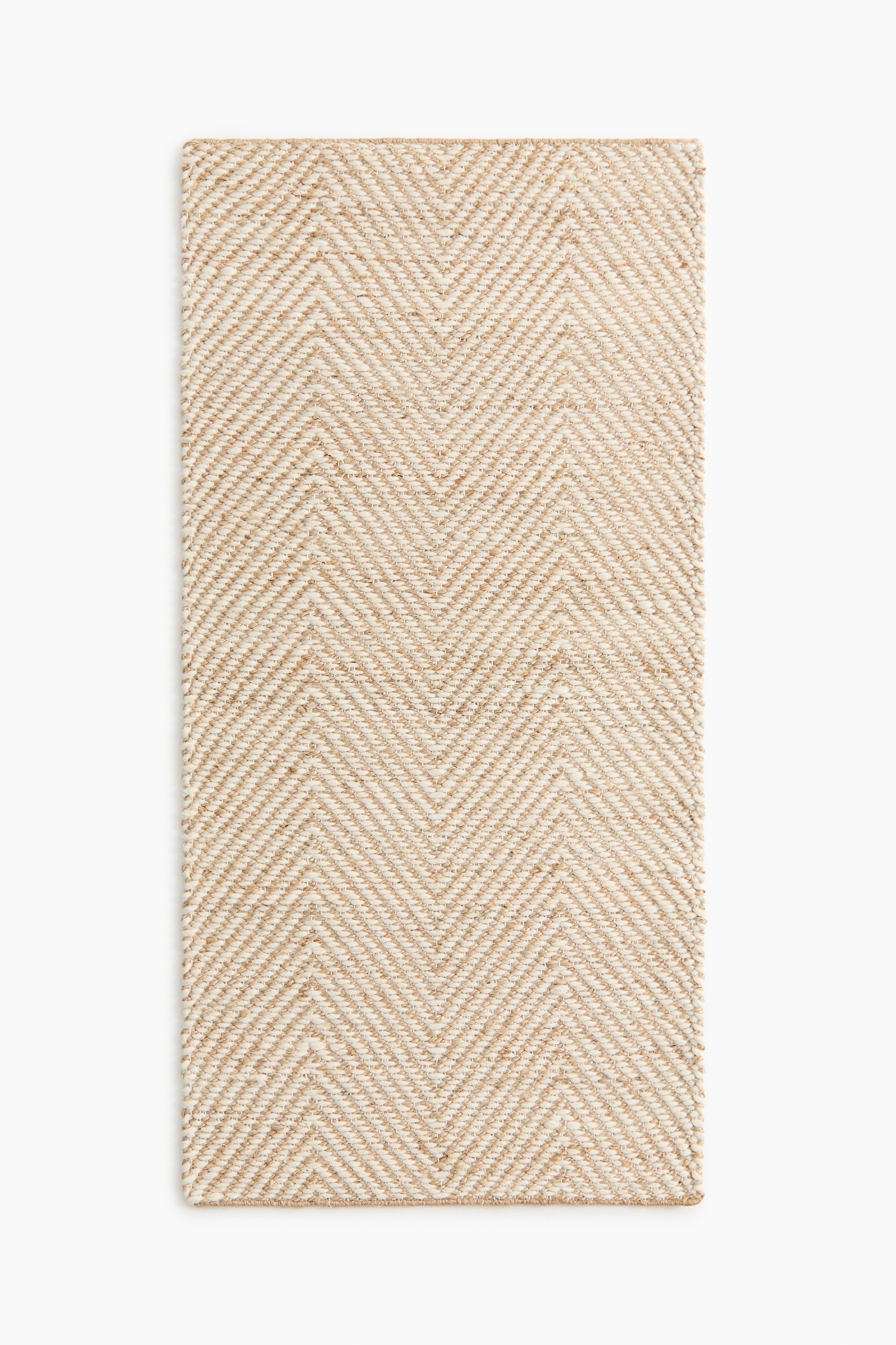 Teppichläufer aus Wollgemisch mit Fischgrätmuster - Hellbeige