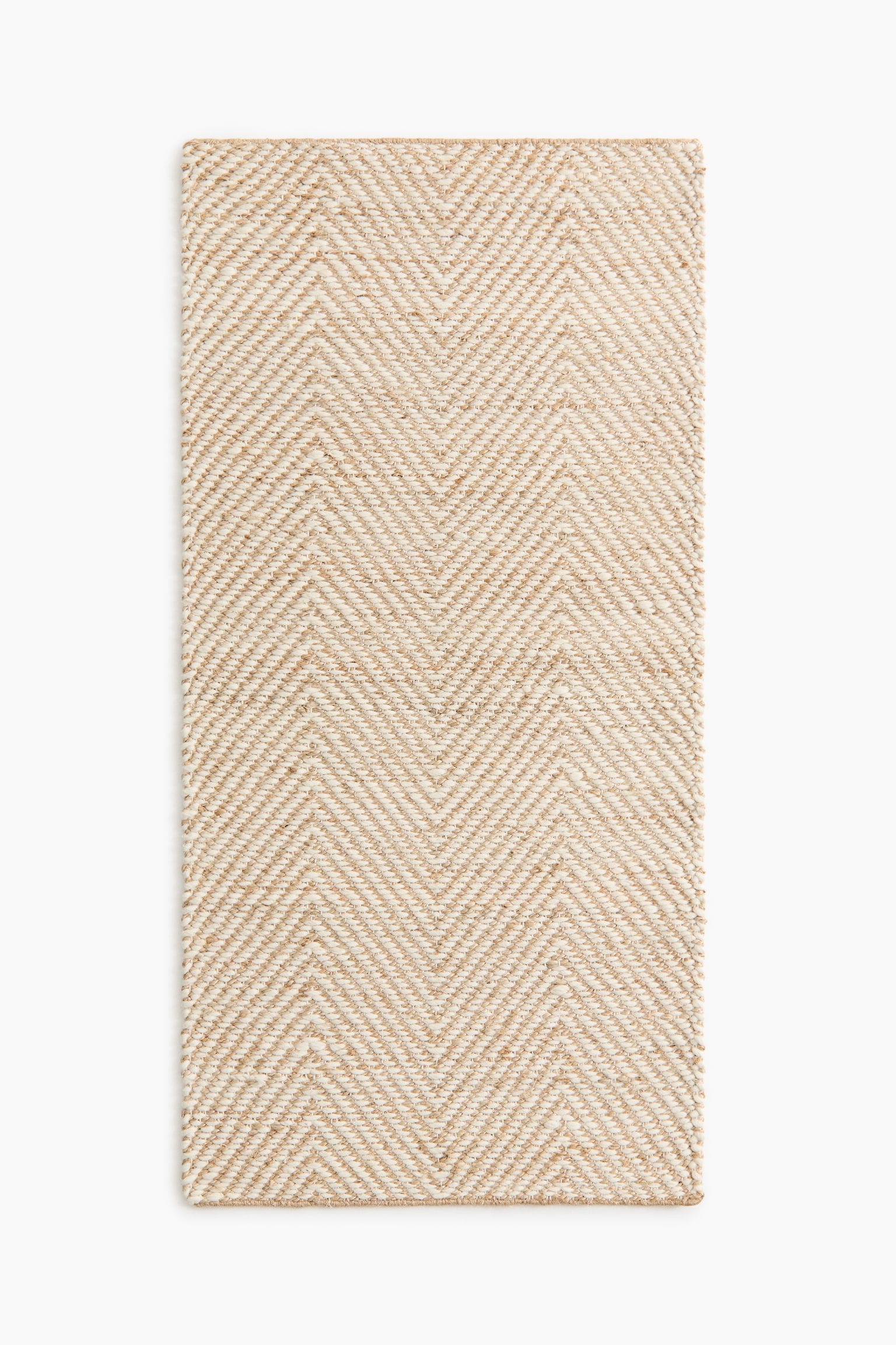 Wool-blend herringbone runner rug - Light beige - 1