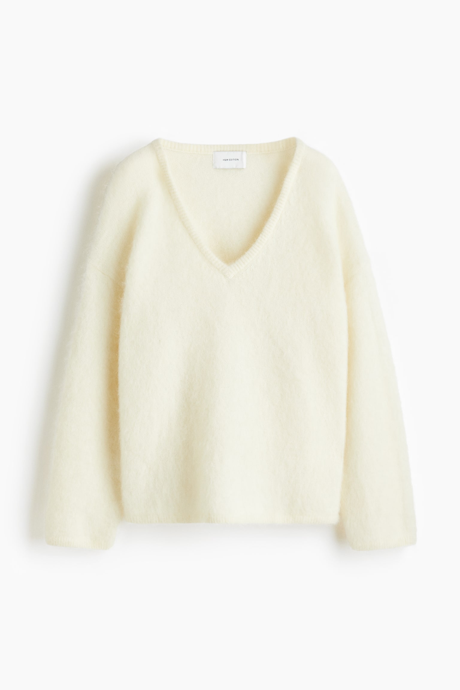 Oversized mohair-blend jumper - Cream/Dark grey - 2