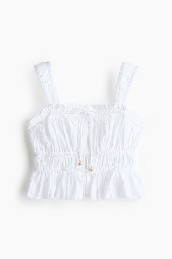 Женские топы H&M Tie-Detail Cotton Top
