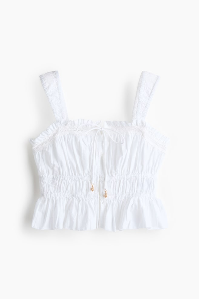 Tie-detail cotton top - White - 1