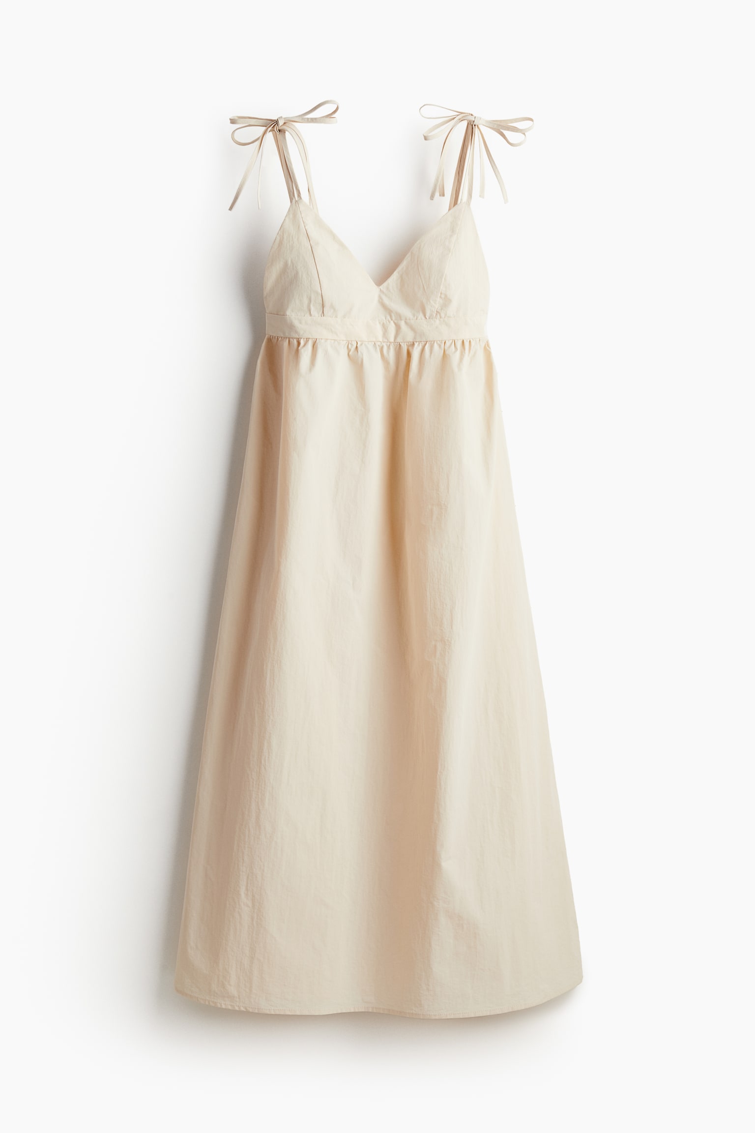 Tie-strap nylon dress - Light beige/Black - 2