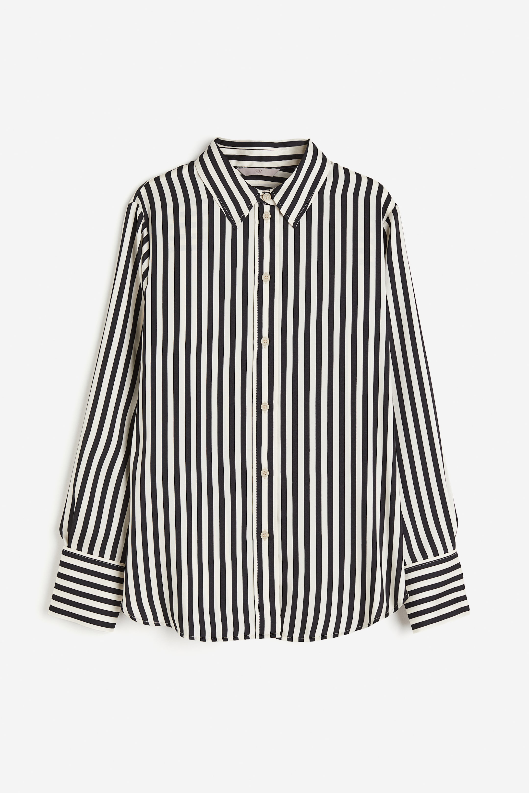 Shirt - Long sleeve - Regular length - White/black striped - Ladies | H ...