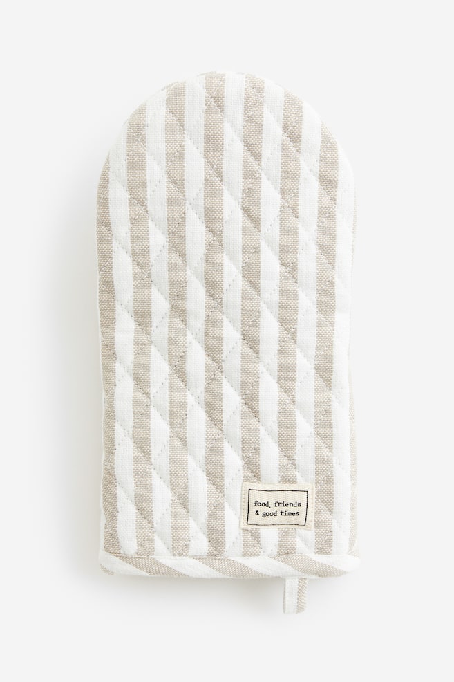 Striped oven glove - Light beige/White/Dark grey/Natural white/Red/Striped - 1