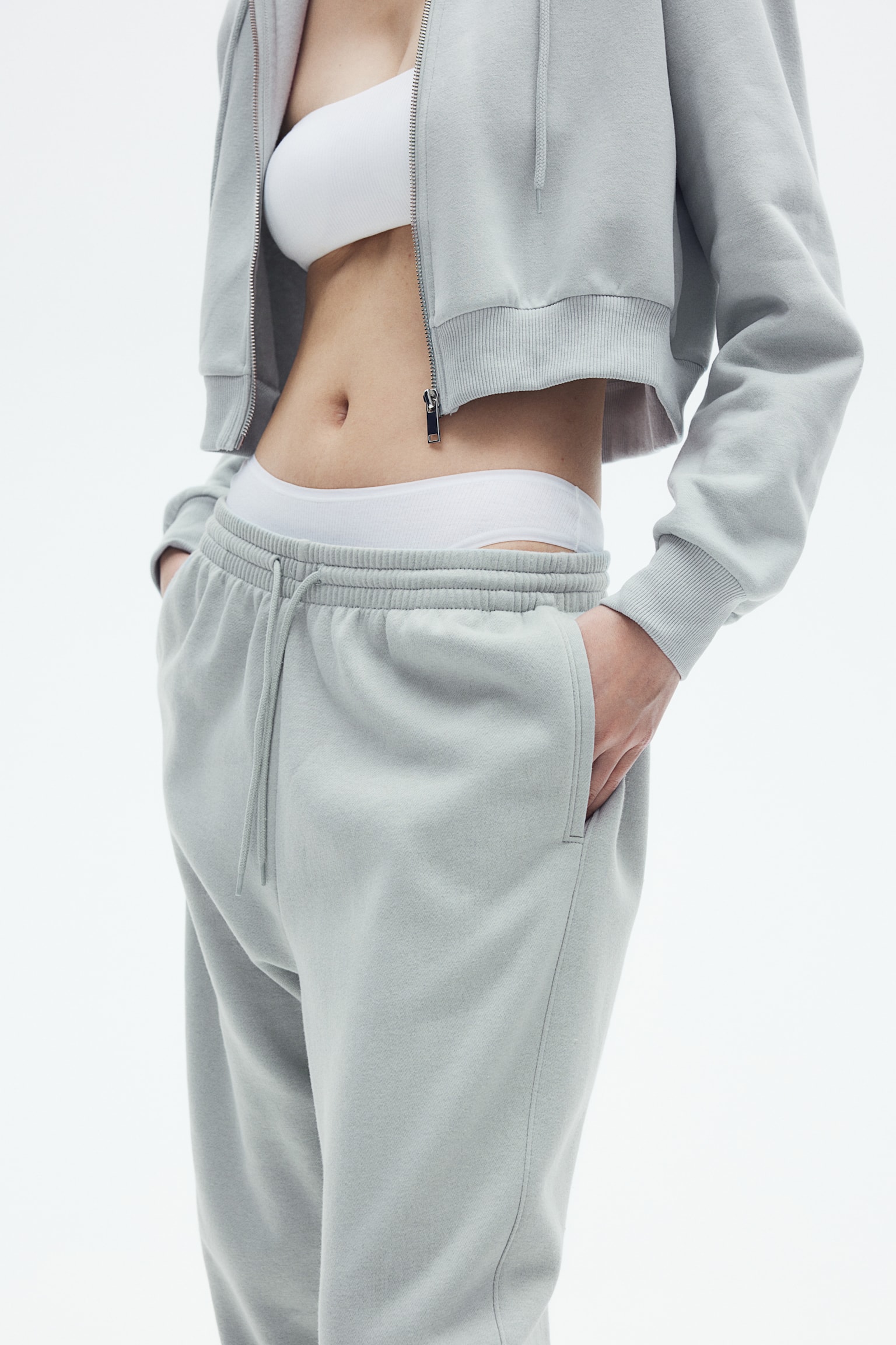 High-waisted joggers - Light turquoise/Black/Dusty pink/Dark red/Navy blue/Light blue/Dark grey/Light grey marl/Light pink/Dusty green/Dark grey/Light beige/White/Light beige marl/Pink/Mint green/Bright blue/Light blue/Light purple/Cerise/Light greige - 3