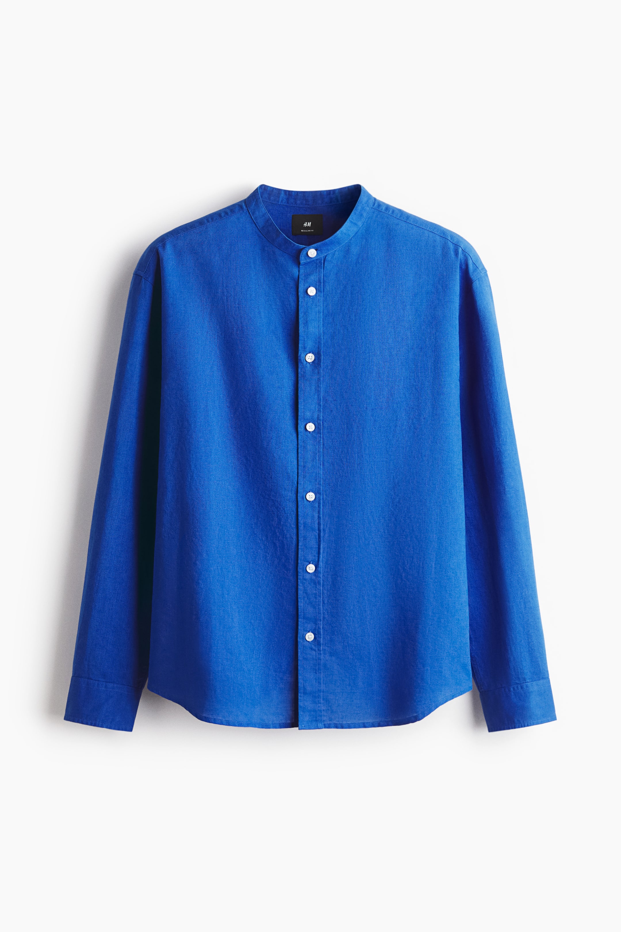 View larger image: Regular Fit Linen-blend grandad shirt - Bright blue  - Men | H&M IN 6